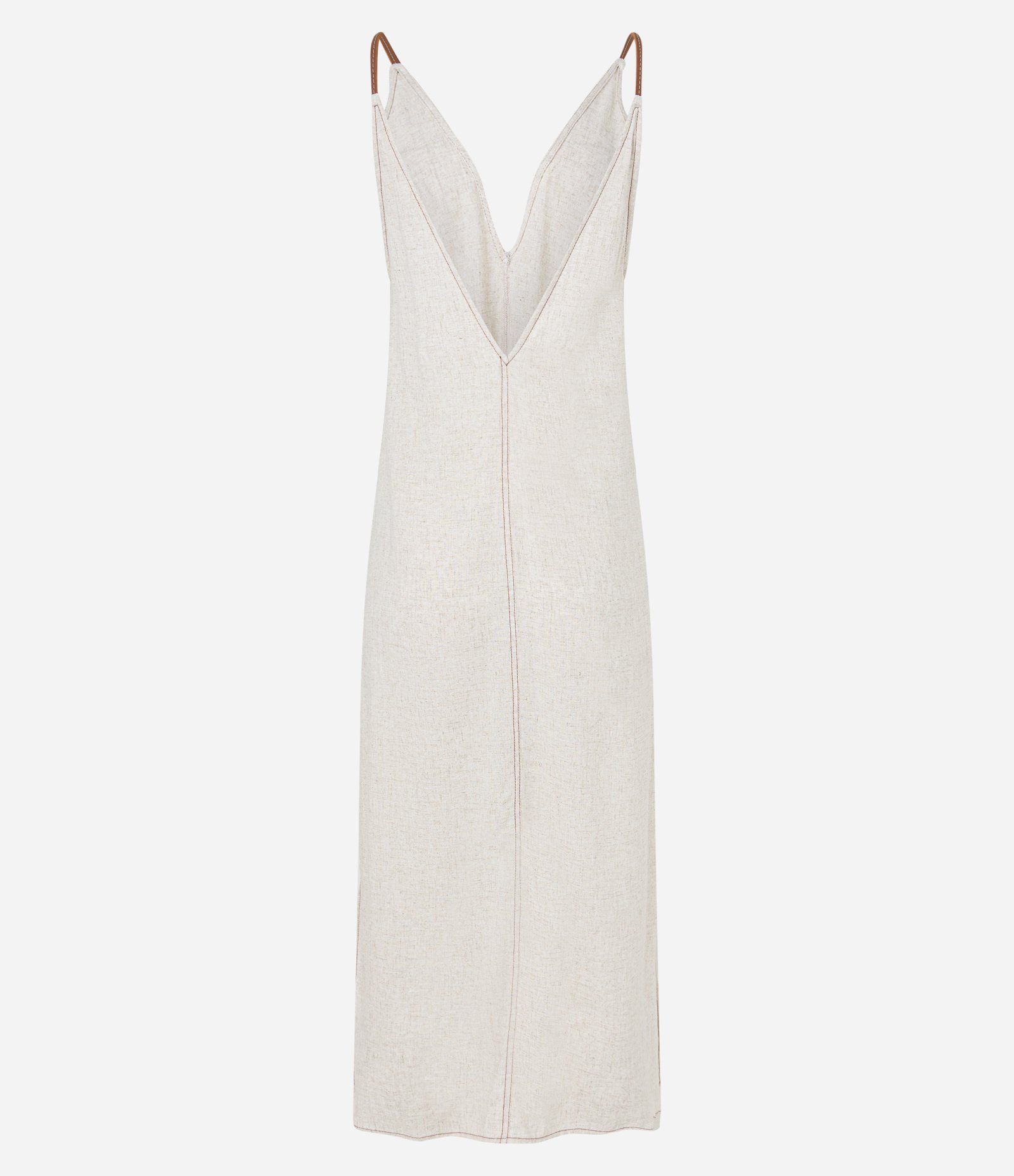 Saída de Praia Vestido em Viscose com Decotes Profundos Off White 5