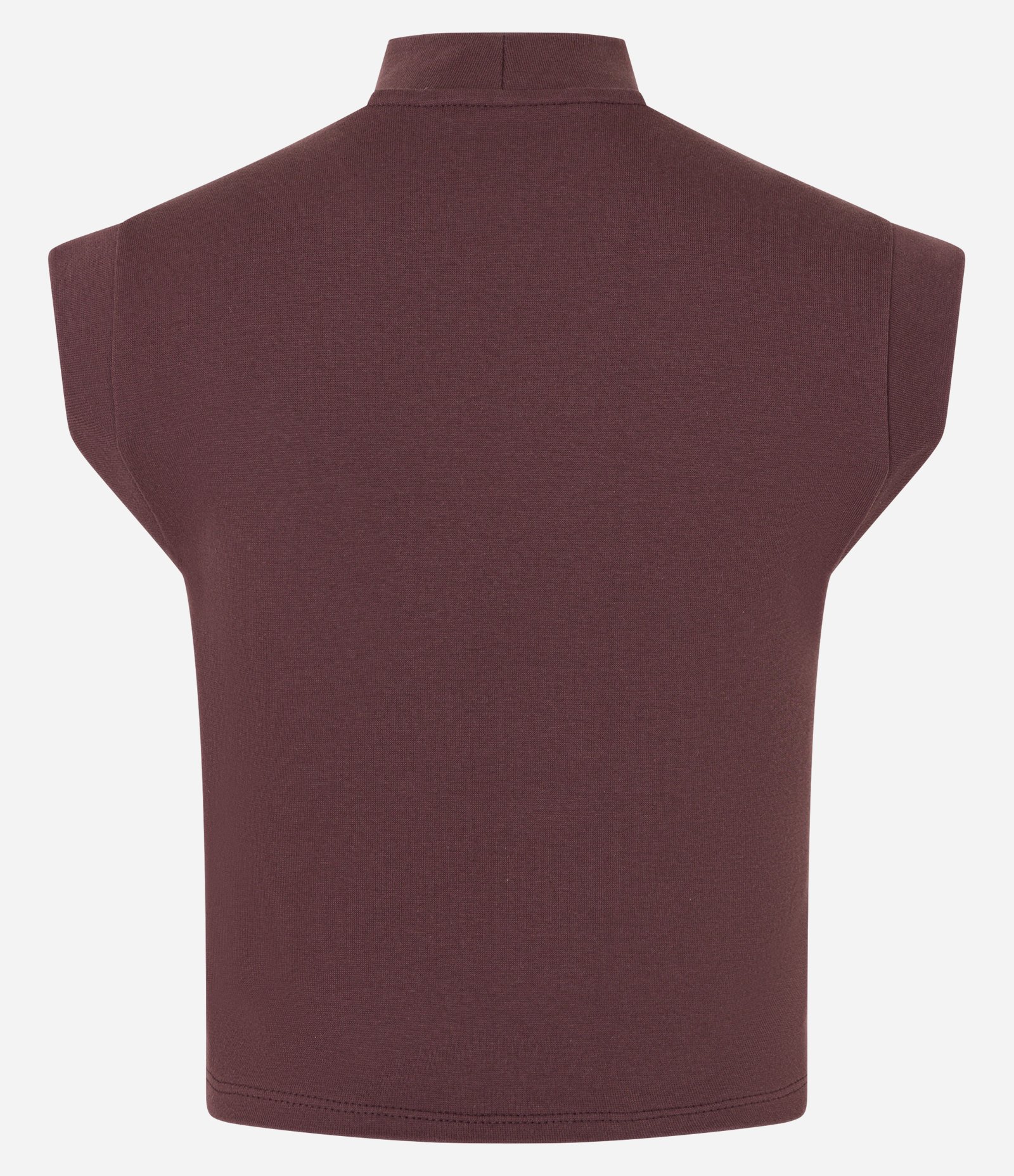 Blusa Regata Cropped em Ribana com Golinha Alta Marrom 5