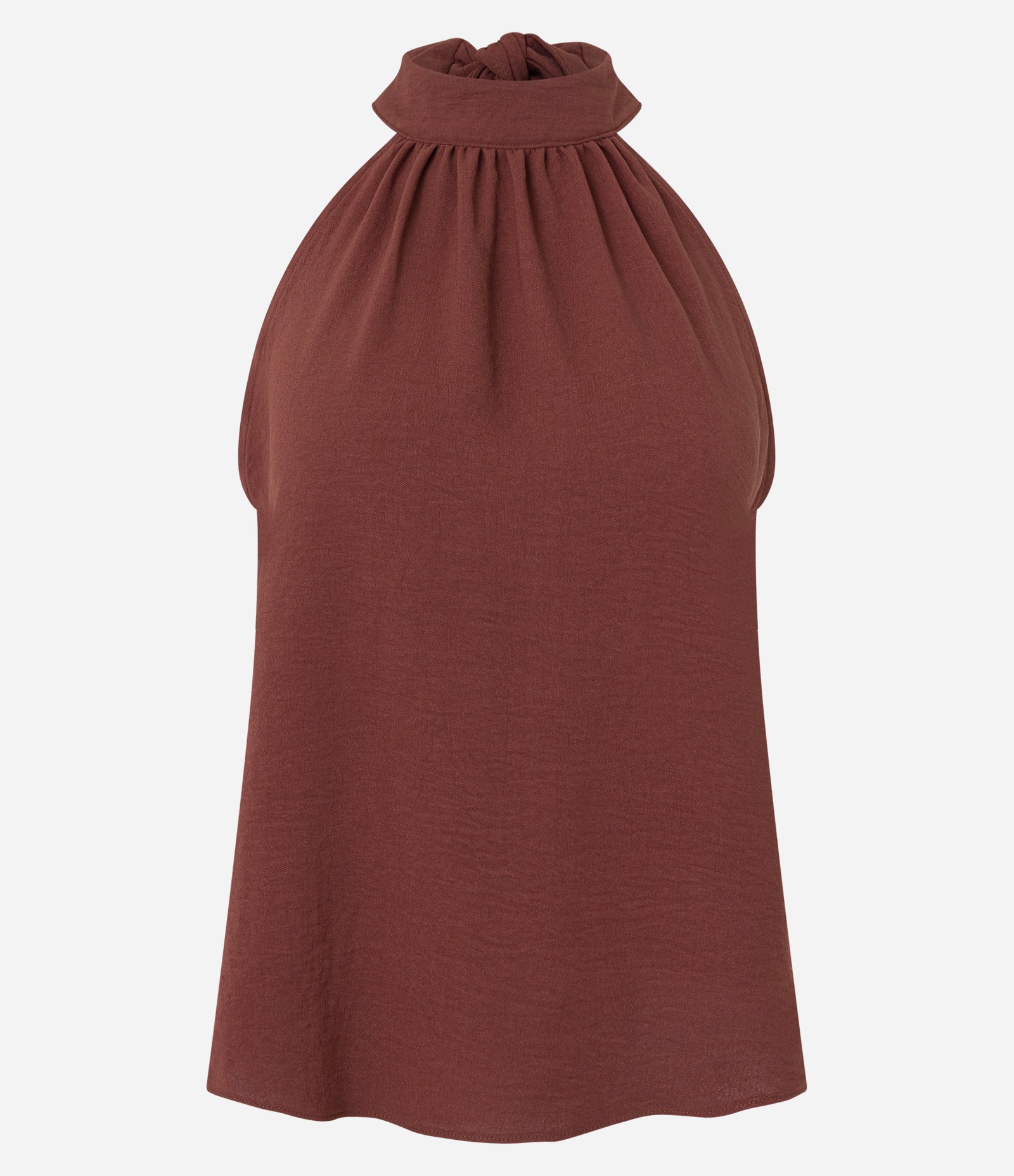 Blusa Sem Manga com Efeito Airflow e Gola Halter Marrom 5