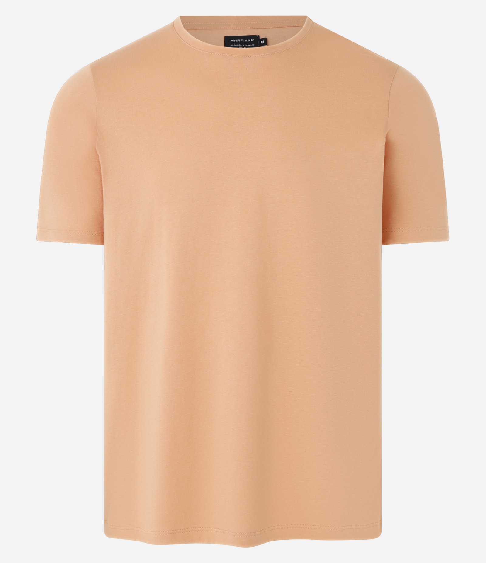 Camiseta Slim Básica em Algodão Peruano com Gola Redonda Laranja Claro 4