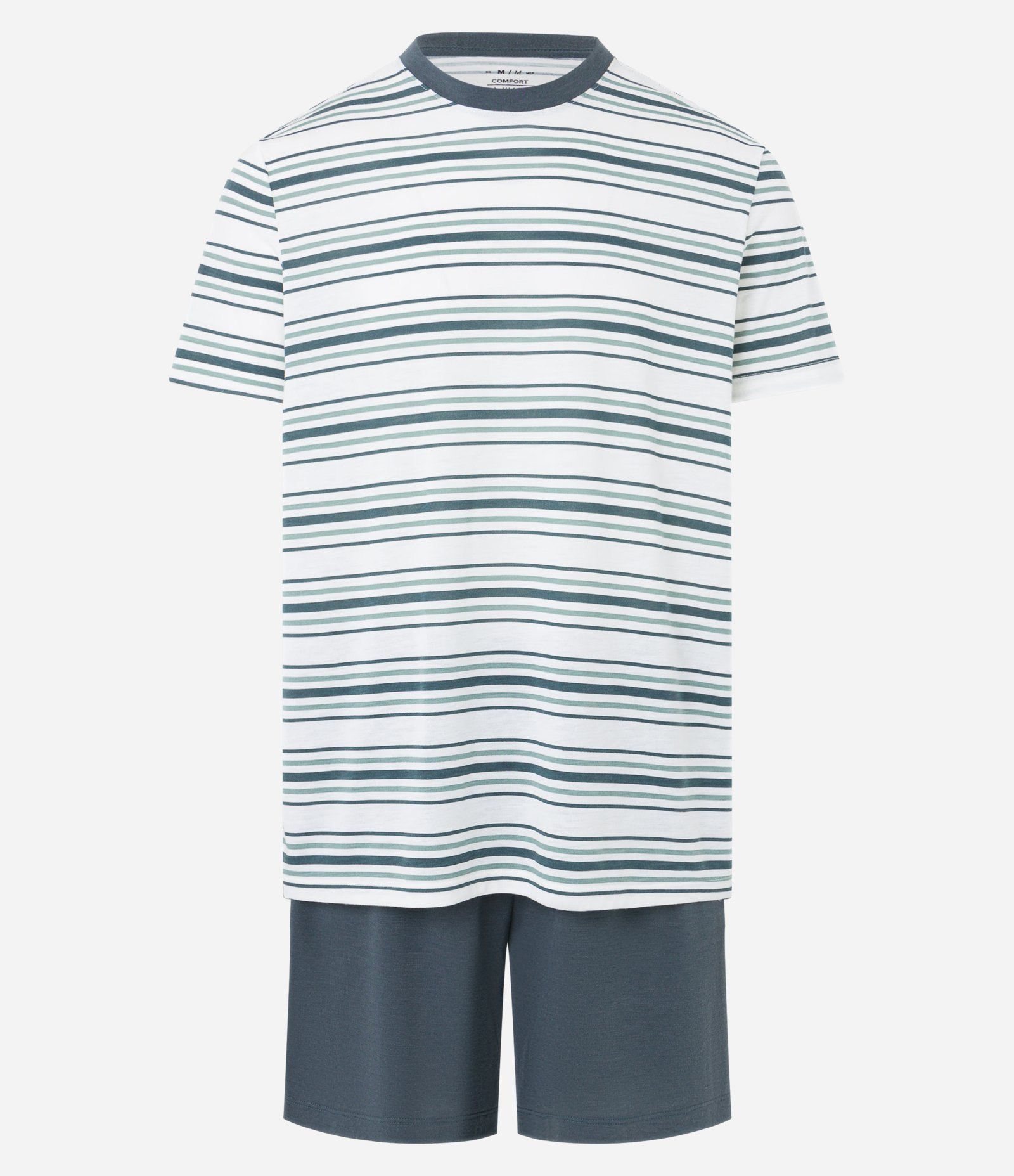 Pijama Curto com Listras Finas Horizontais Verde 5