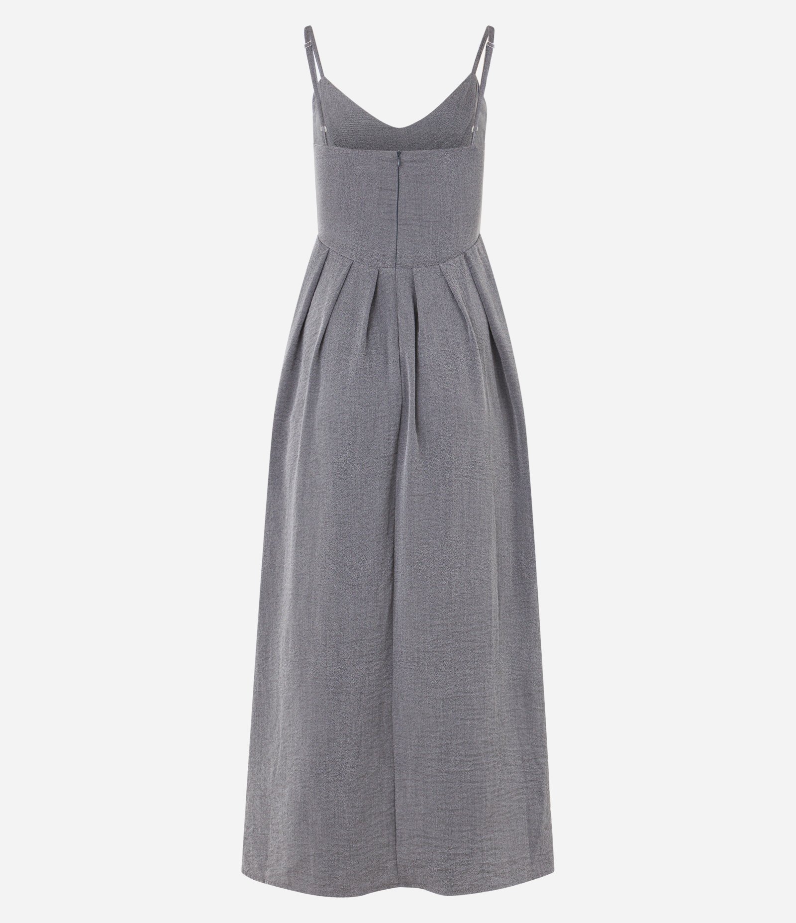 Vestido Longo Alfaiatado com Alcinha e Recorte na Cintura Cinza 8