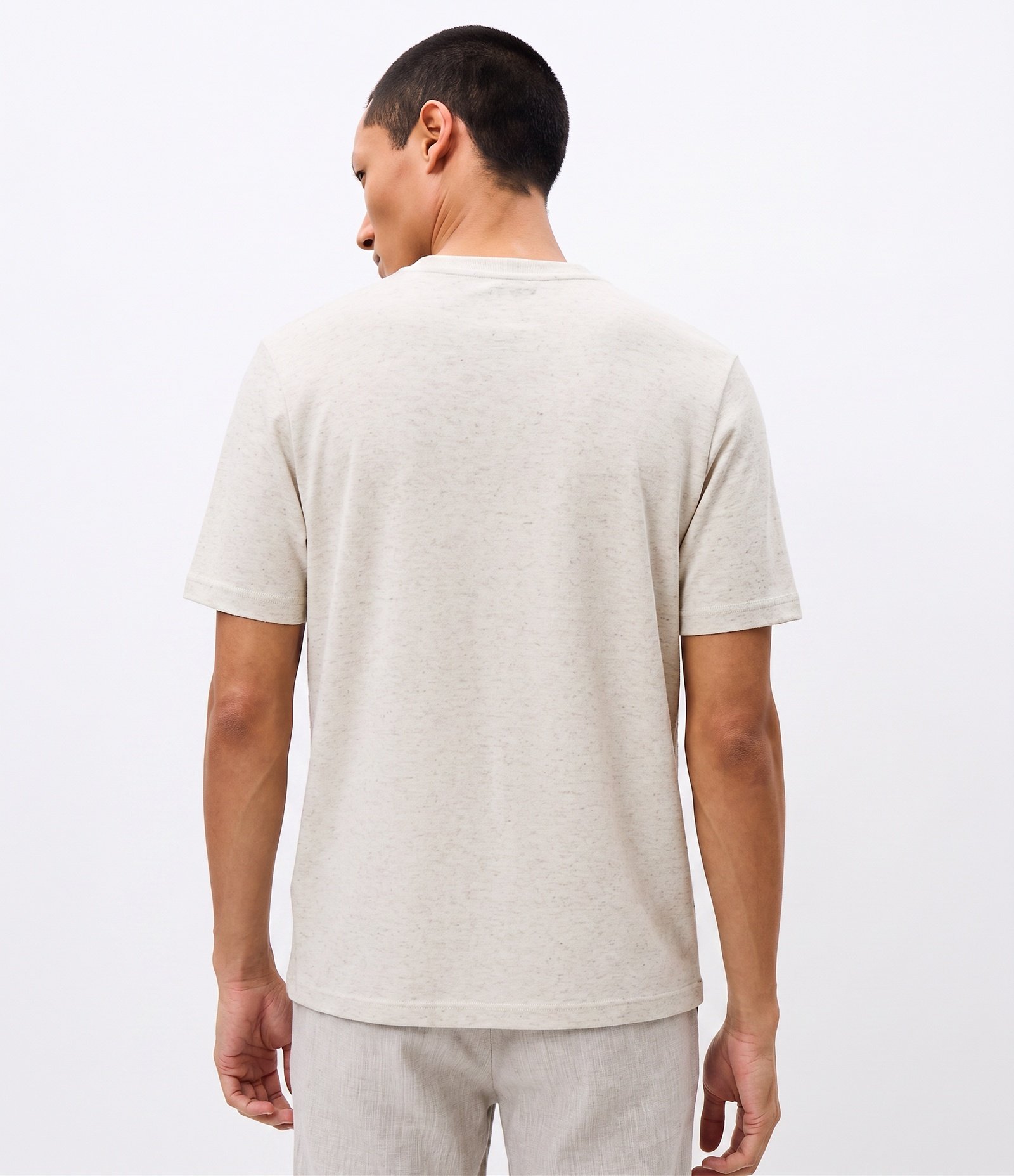 Camiseta Regular em Algodão com Textura Bege 4