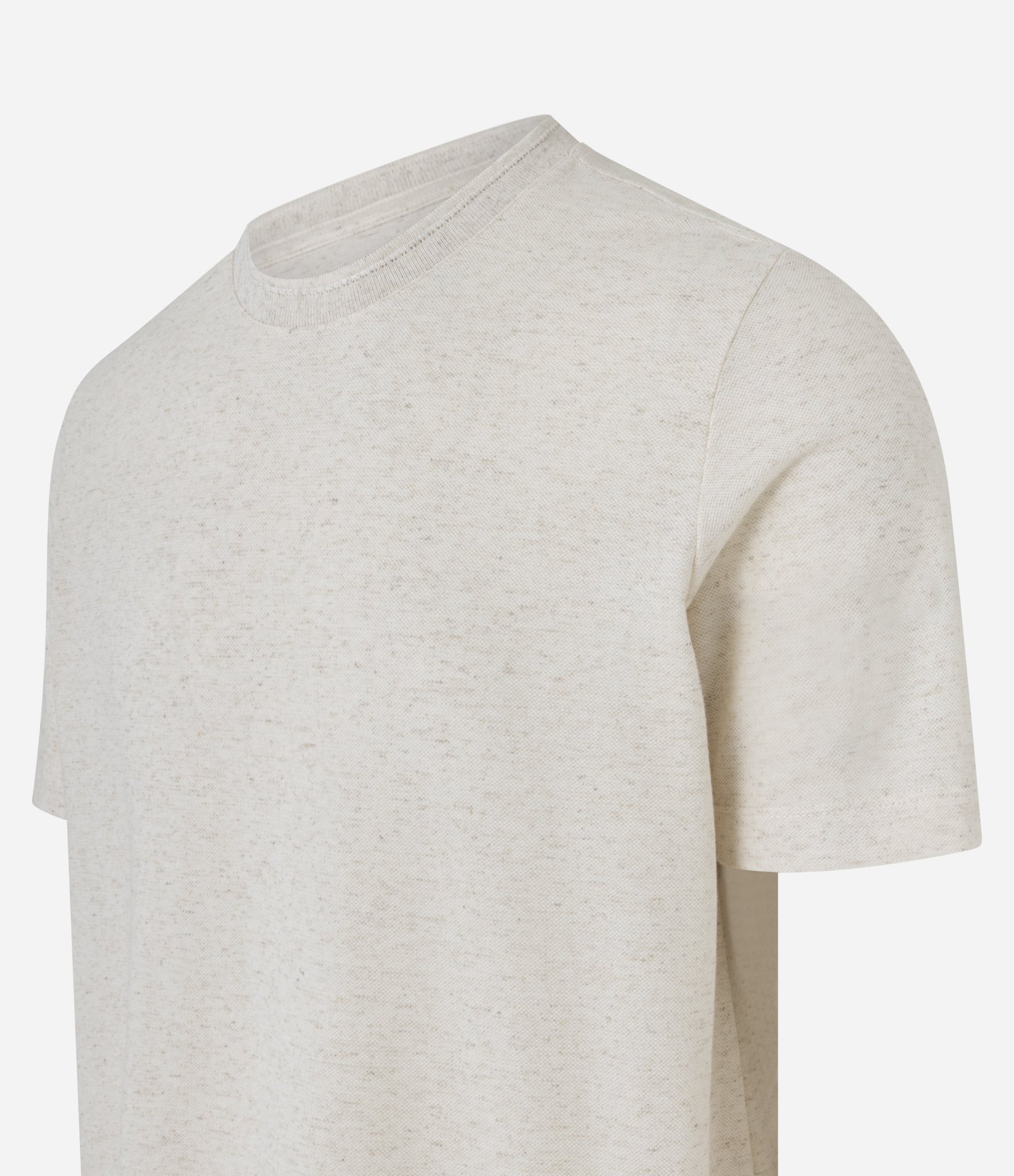 Camiseta Regular em Algodão com Textura Bege 2