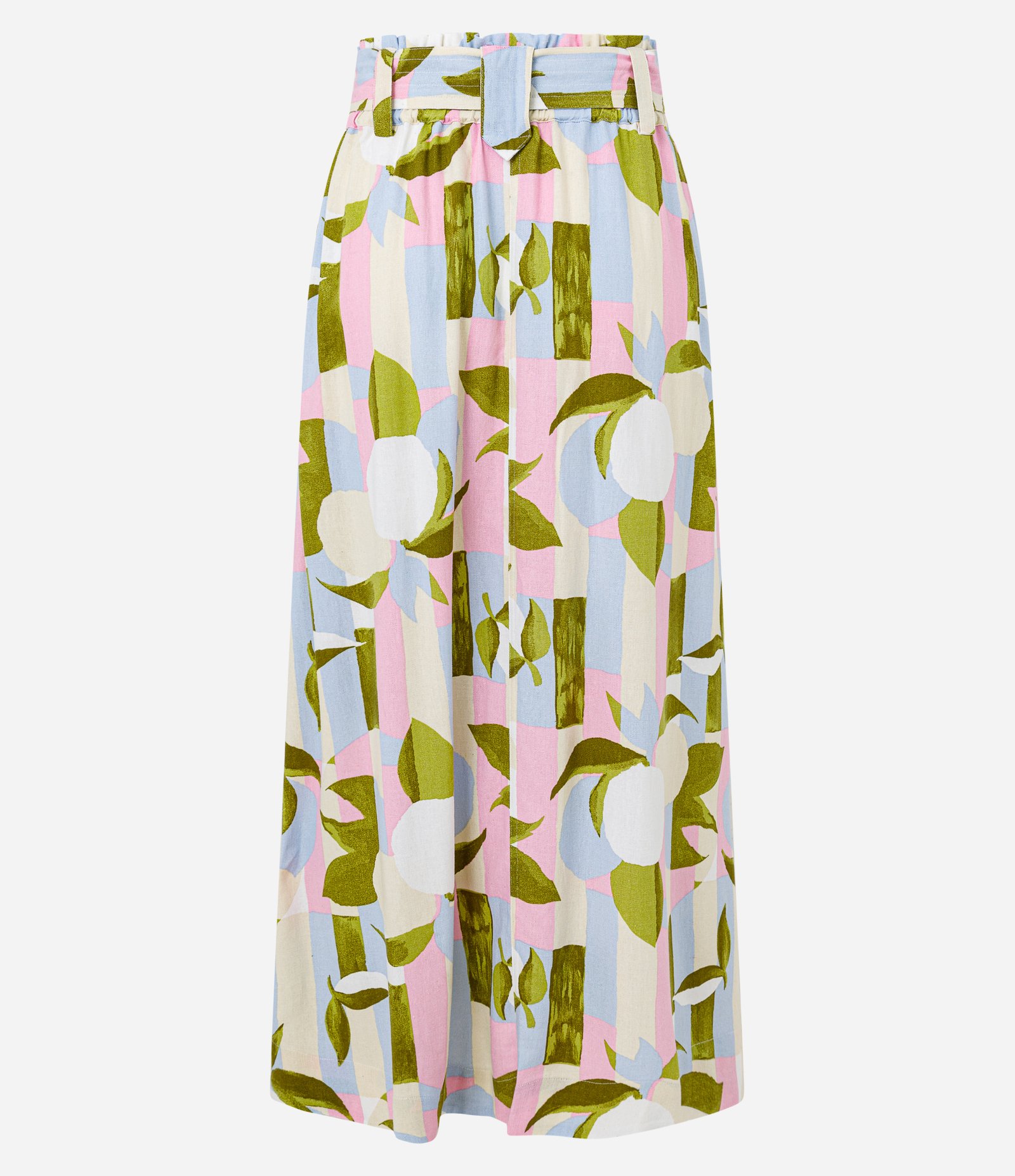 Saia Midi Evasê em Viscolinho Cós Elástico e Amarração com Estampa Abstrata Multicores 6