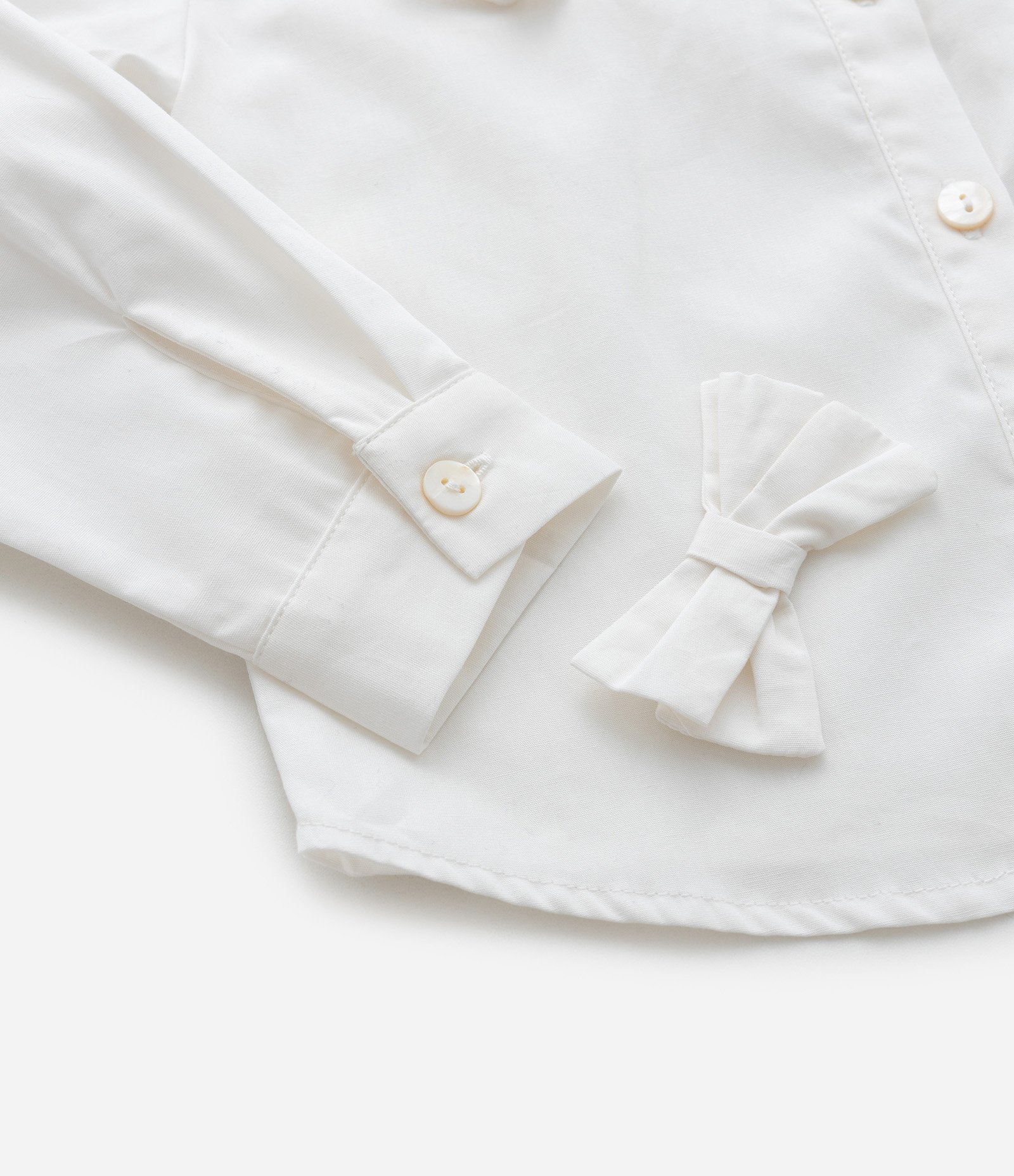Camisa Infantil em Tricoline com Laços Aplicados - Tam 1 a 5 Anos Branco 5