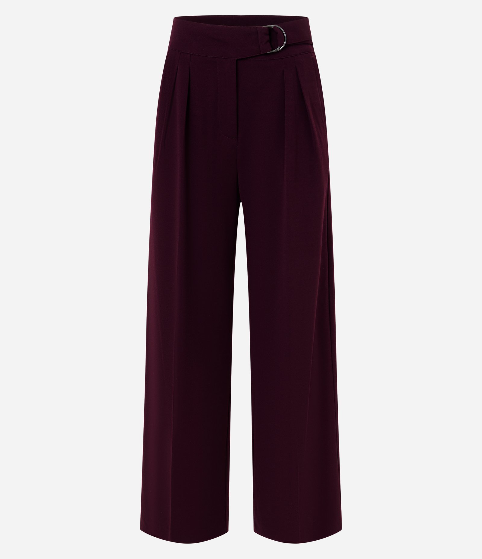 Calça Wide Leg em Crepe Cós com Fivela Roxo 5