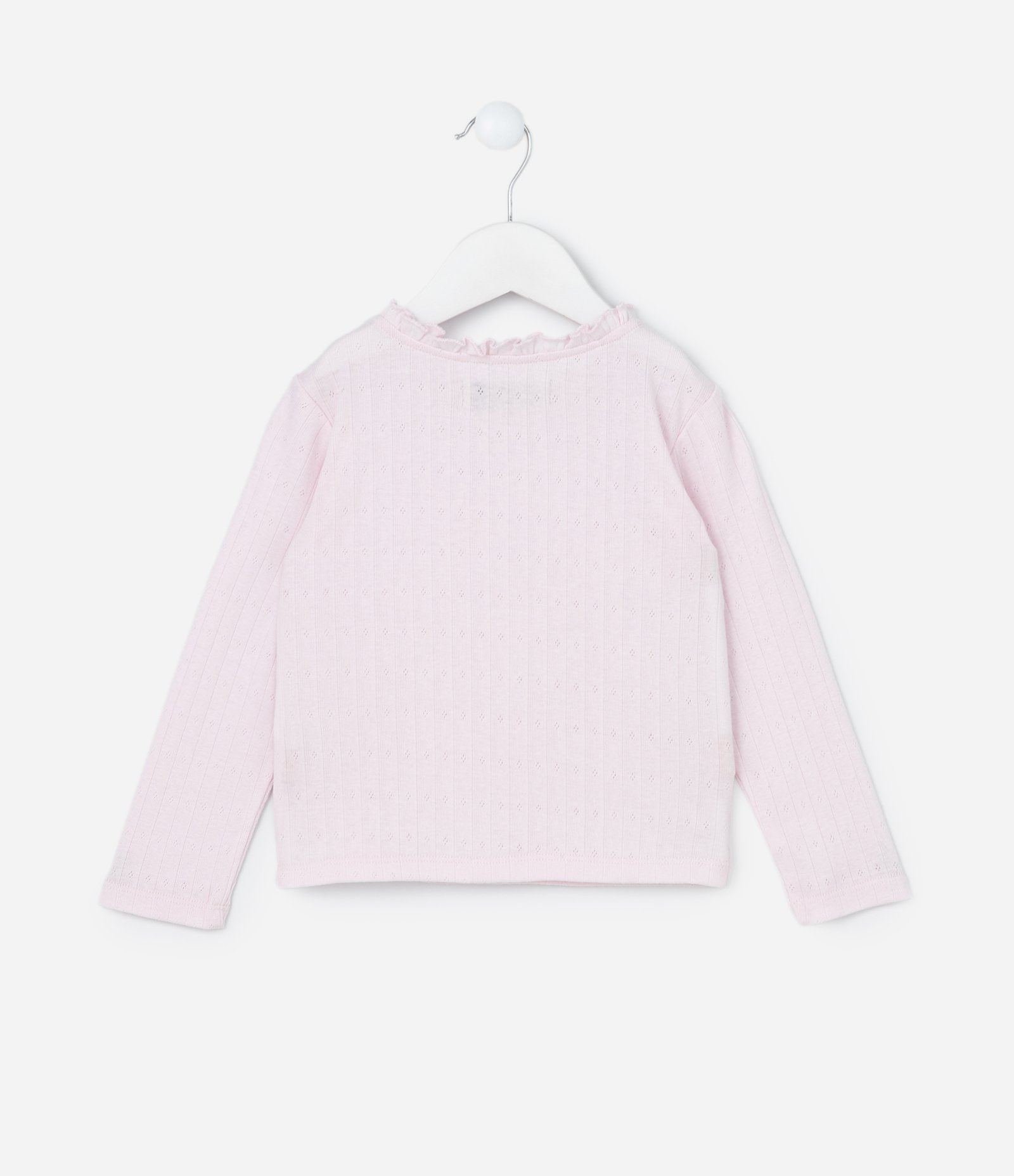 Blusa Infantil com Textura e Babado na Gola - Tam 1 a 5 Anos Rosa 2