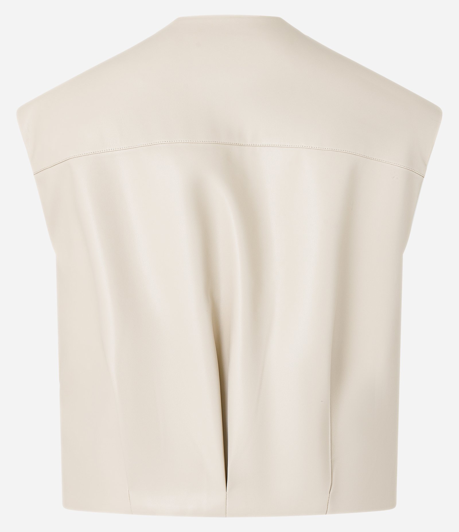 Colete em PU com Bolsos Frontais e Fechamento em Zíper Bege 8