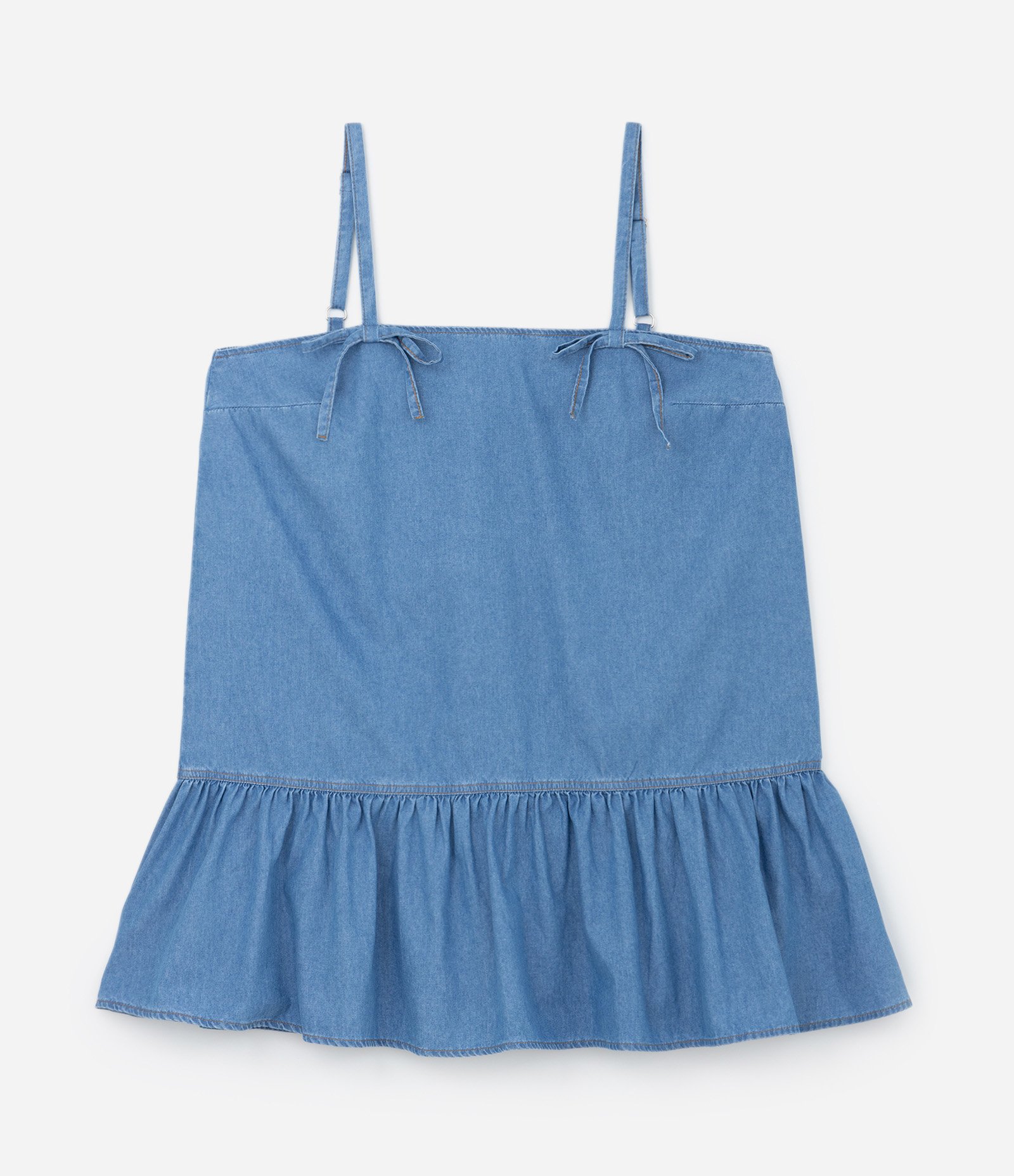 Vestido Curto em Jeans Leve com Laços Curve & Plus Size Azul 5