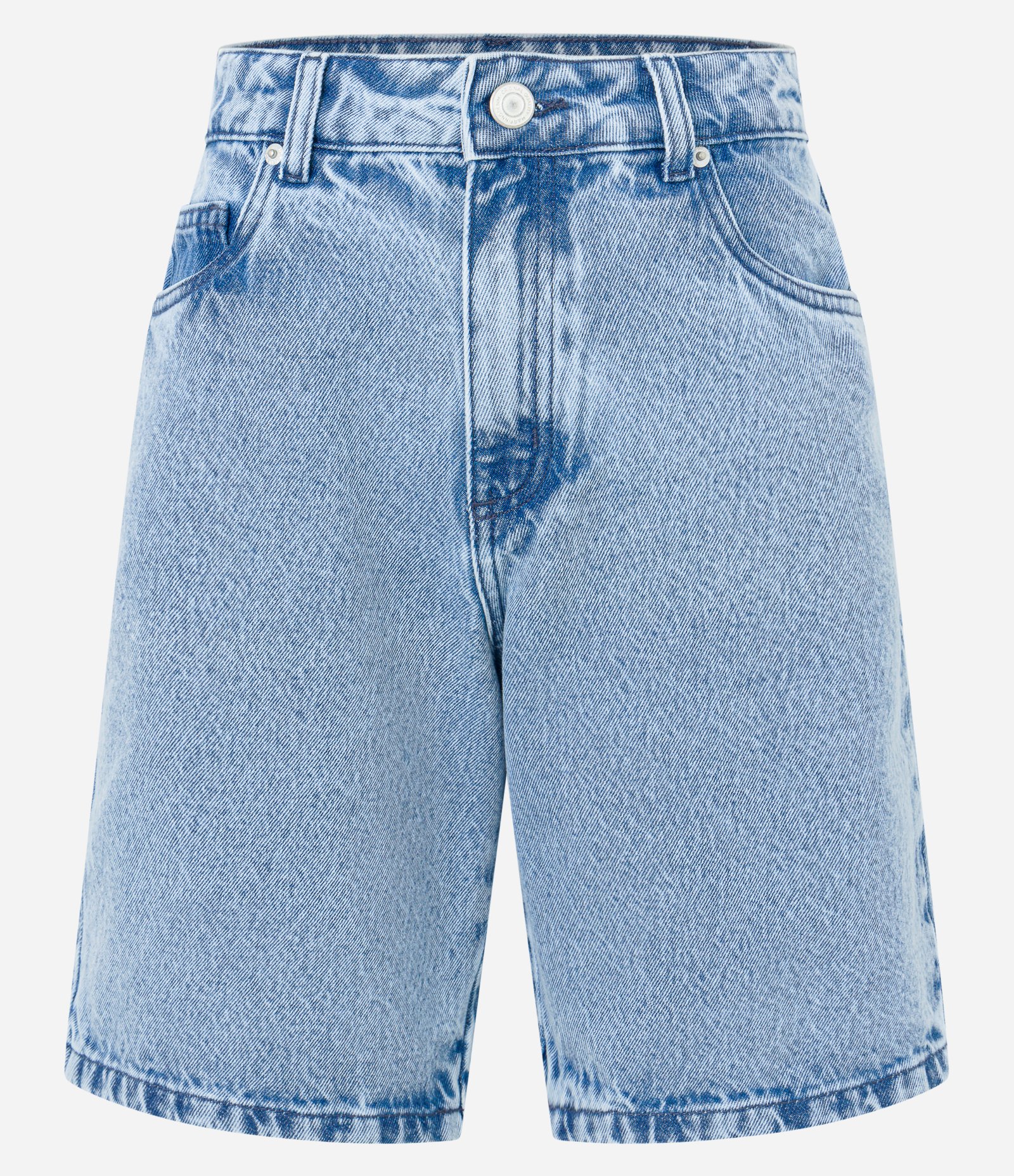 Bermuda Reta em Jeans Denim com Bolsos Azul 5