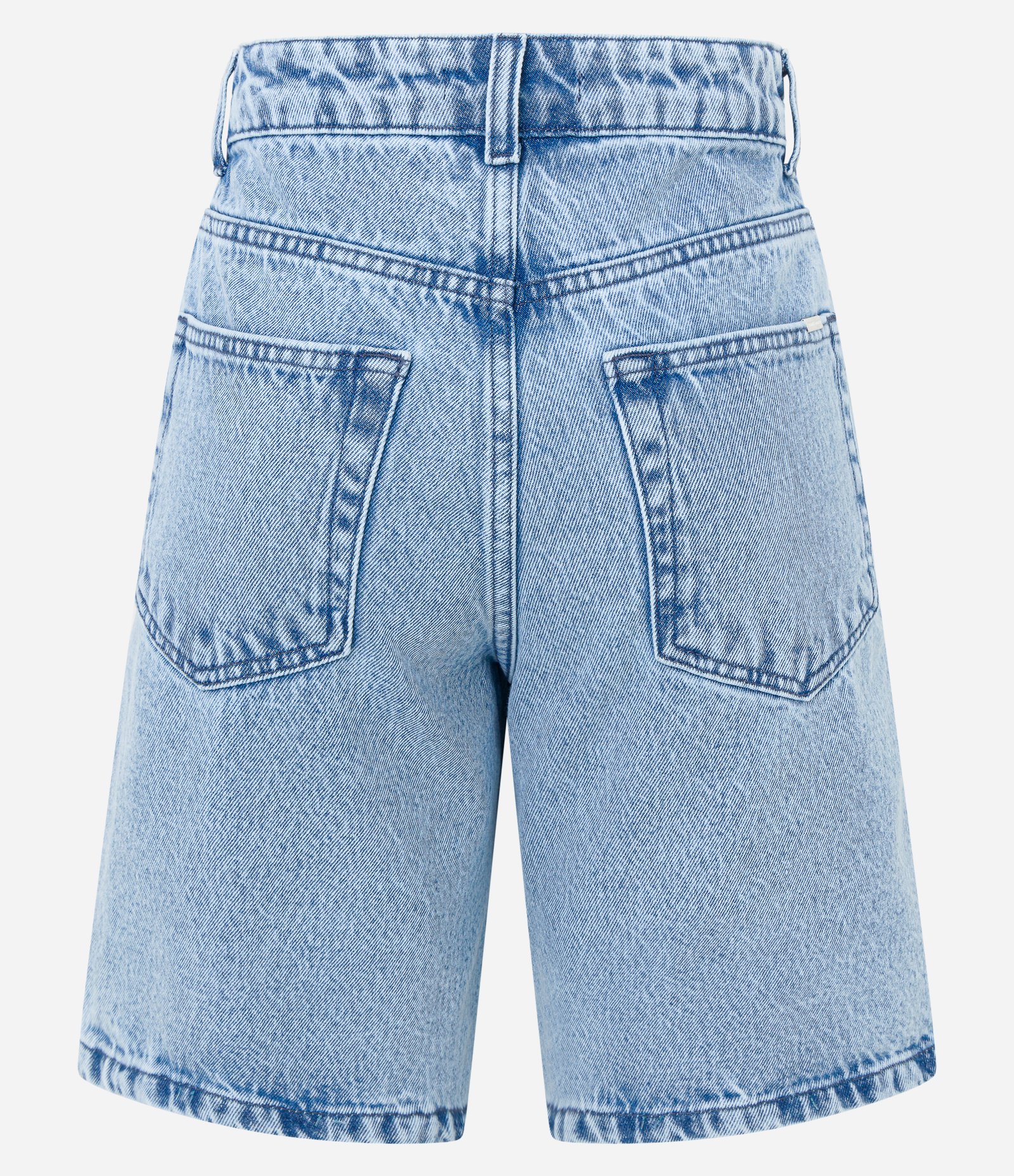 Bermuda Reta em Jeans Denim com Bolsos Azul 6