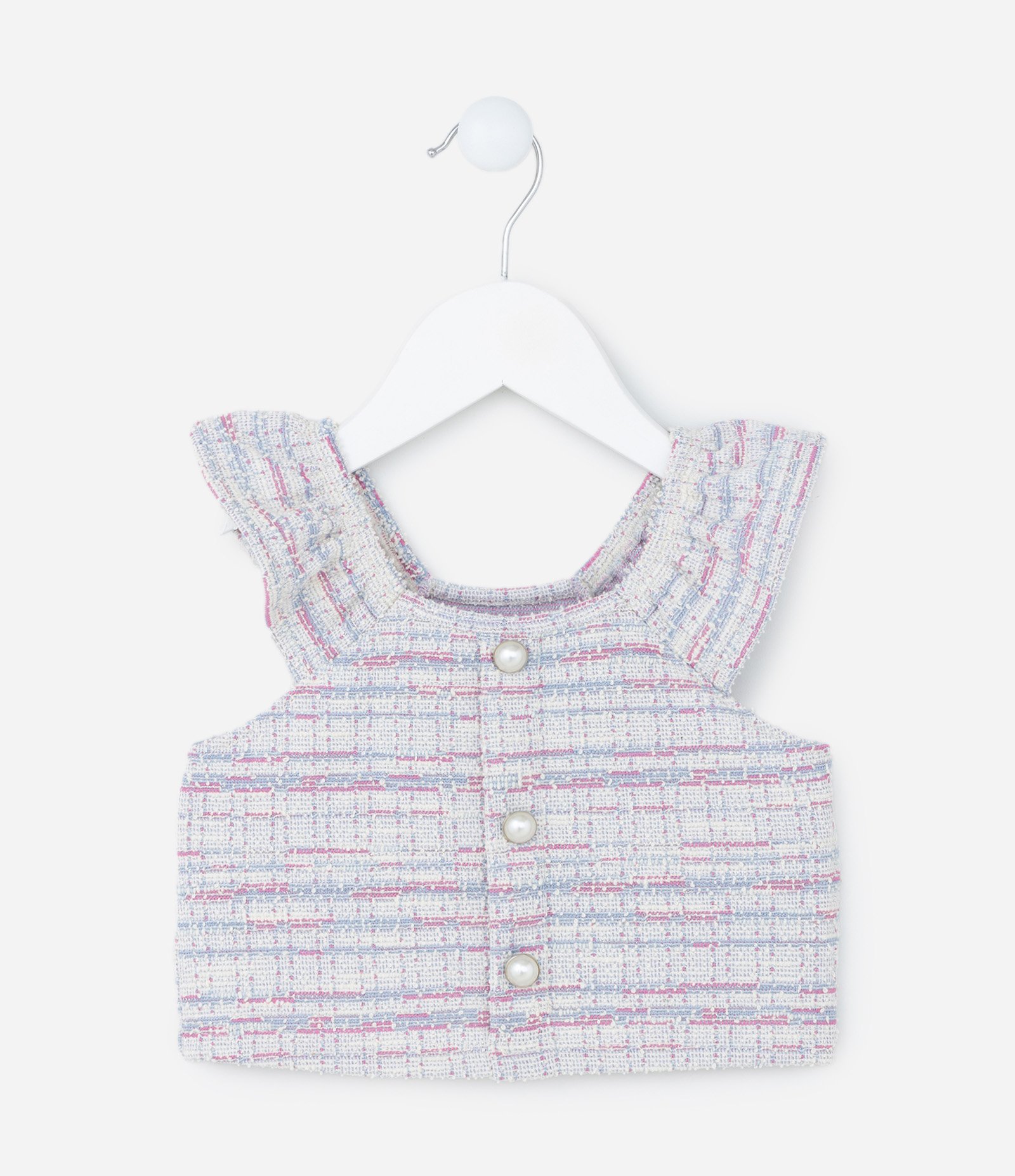 Blusa Infantil em Tweed com Botões Perolados - Tam 1 a 5 Anos Multicores 1