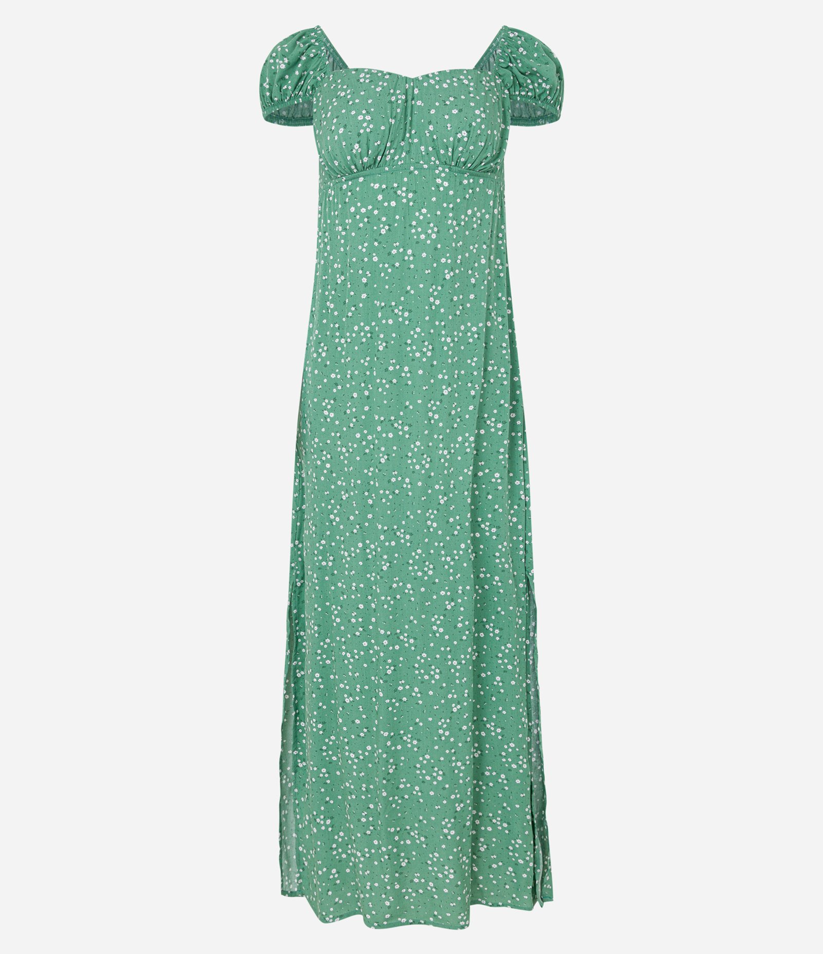 Vestido New Midi em Viscose Floral Liberty e Manga Bufante Verde 4
