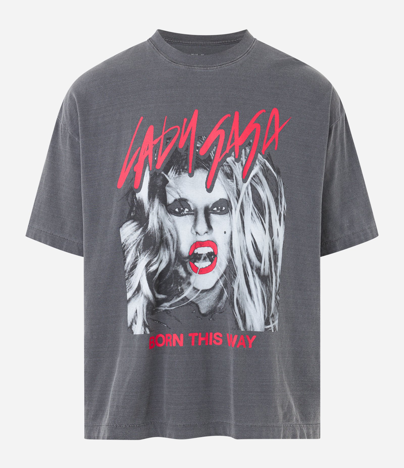 Camiseta Boxy em Algodão com Estampa Lady Gaga Cinza 4