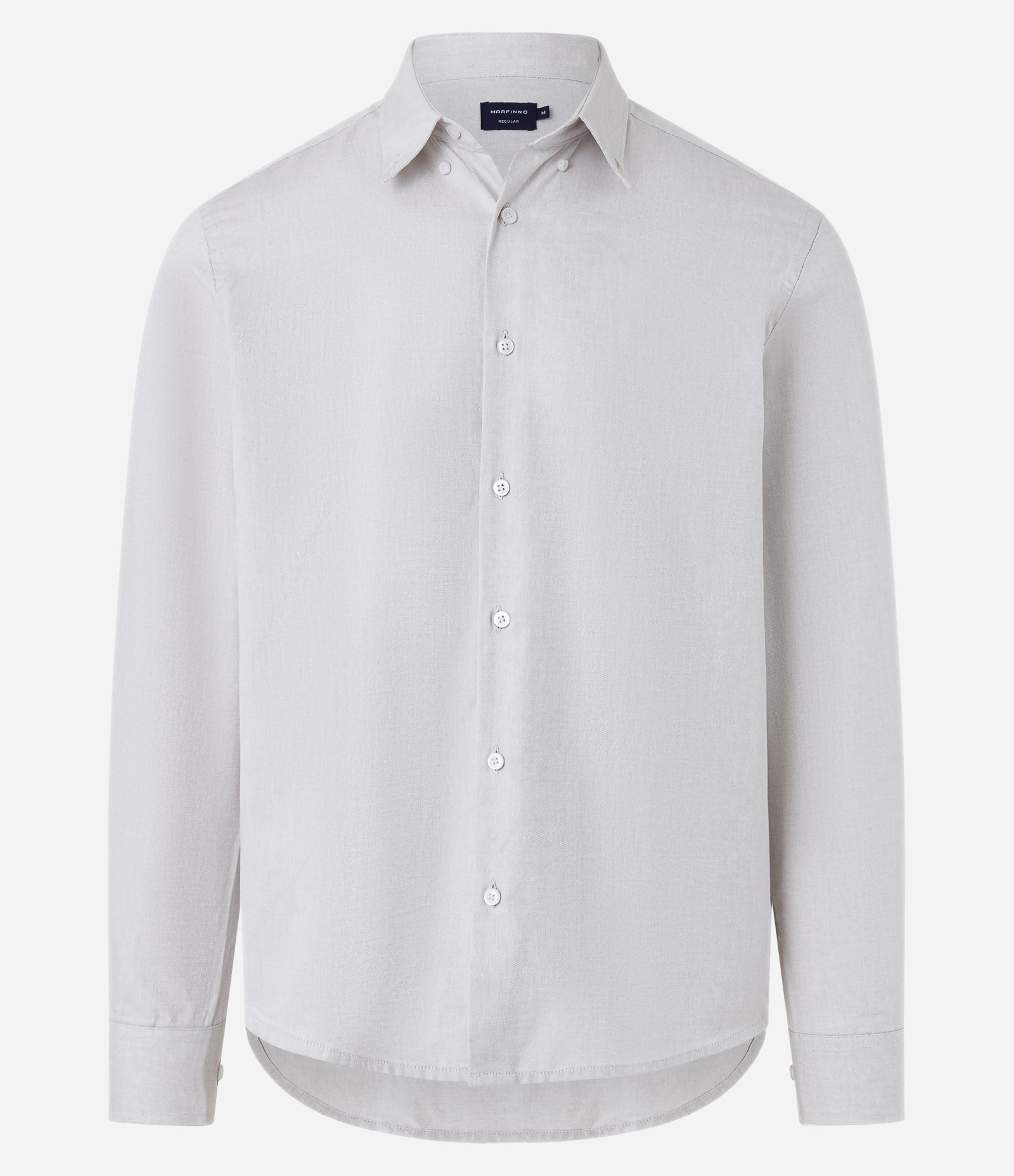 Camisa Regular Básica em Oxford Cinza Claro 5
