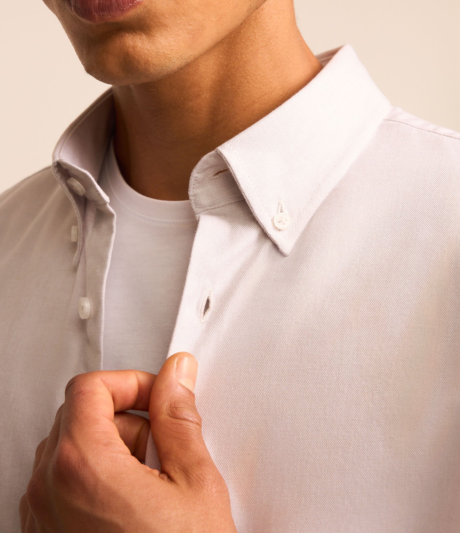 Camisa Regular Básica em Oxford Cinza Claro 4