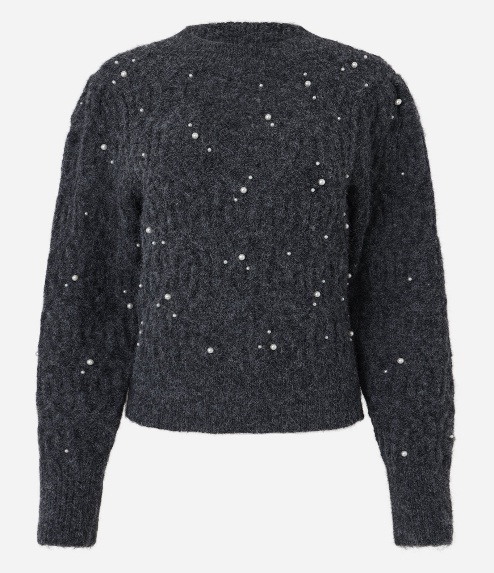 Blusão em Tricô Texturizado com Pérolas Cinza 7