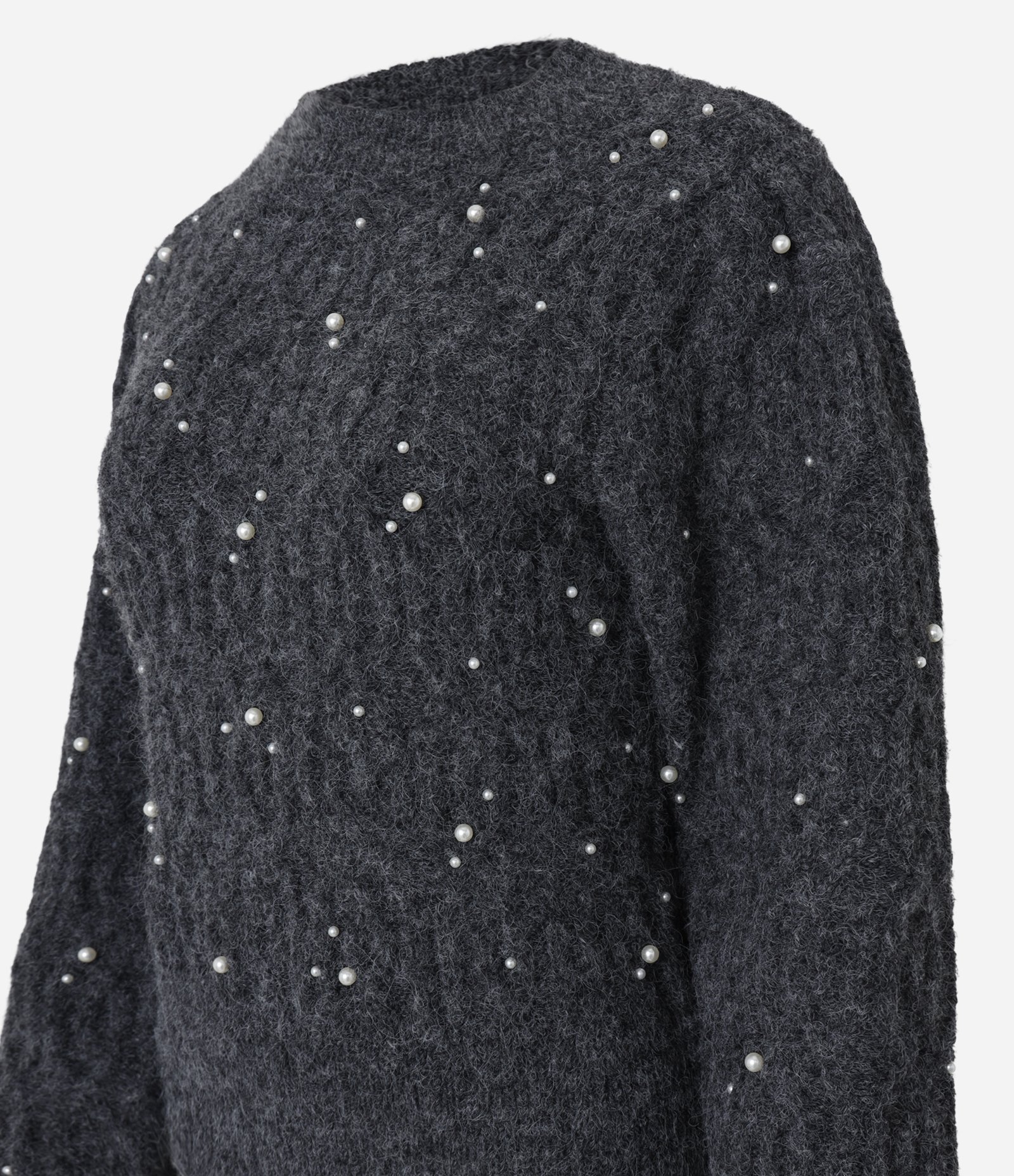 Blusão em Tricô Texturizado com Pérolas Cinza 8