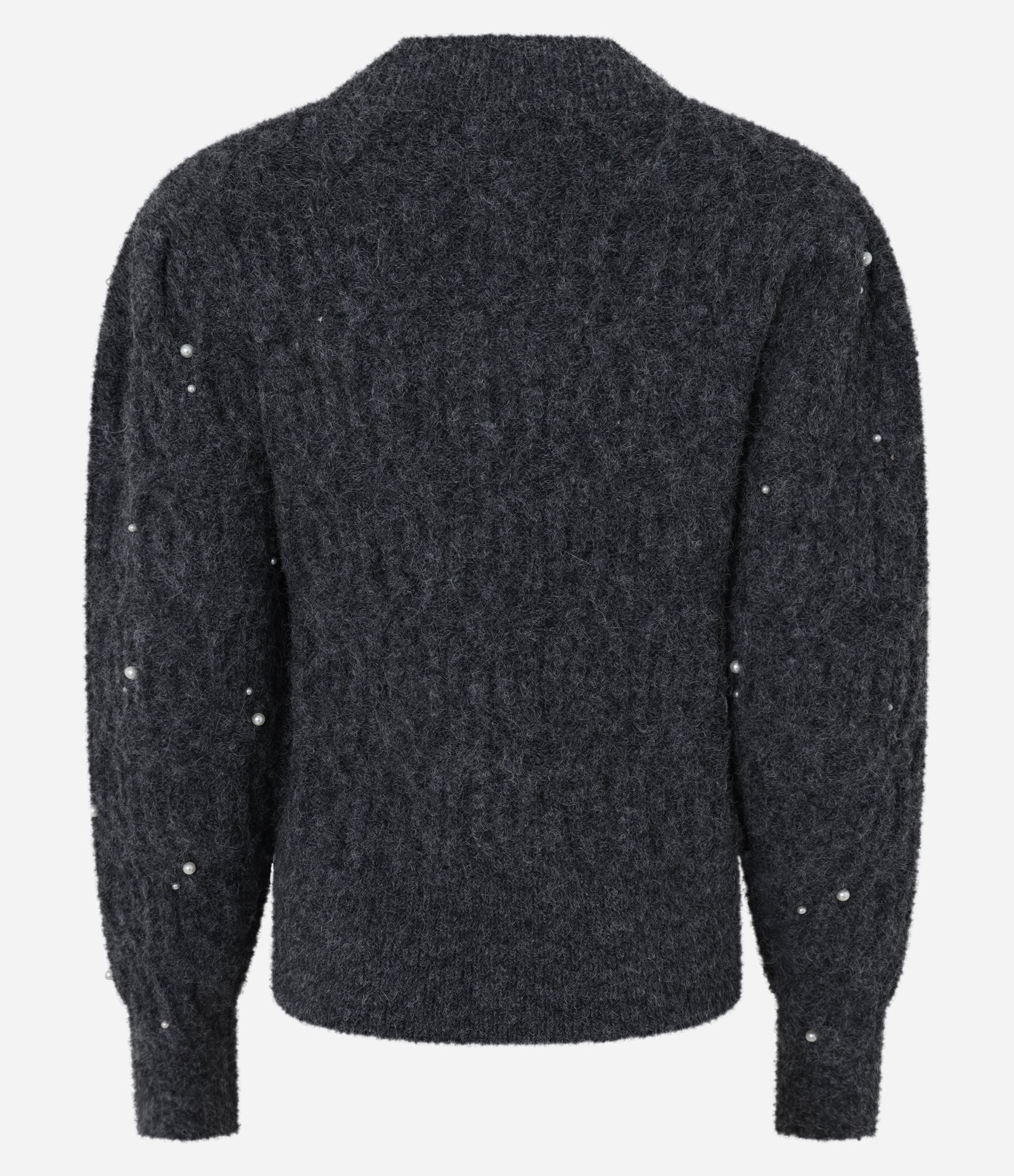 Blusão em Tricô Texturizado com Pérolas Cinza 9