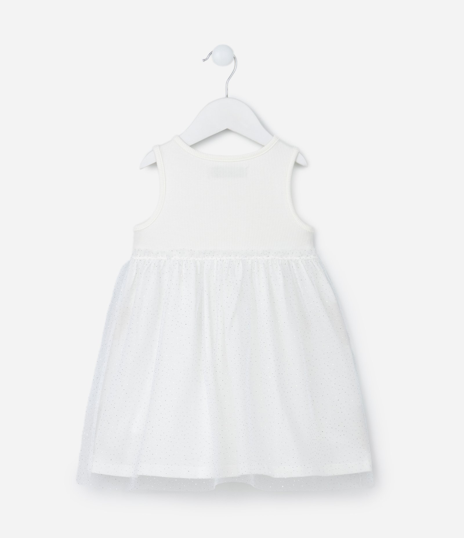 Vestido Infantil em Tule com Brilhinhos - Tam 1 a 5 Anos Branco Neve 2