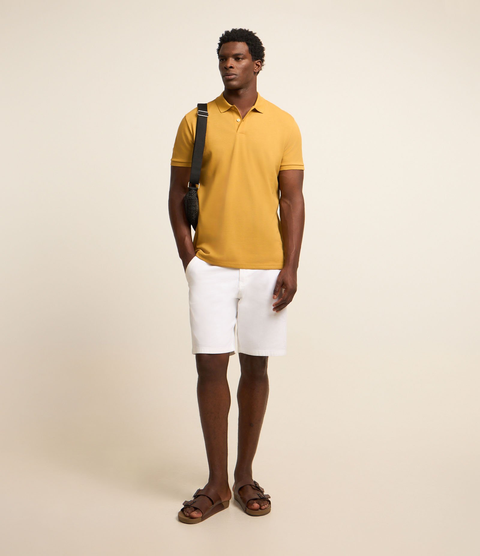 Camisa Polo Comfort em Algodão Peruano Mostarda 2