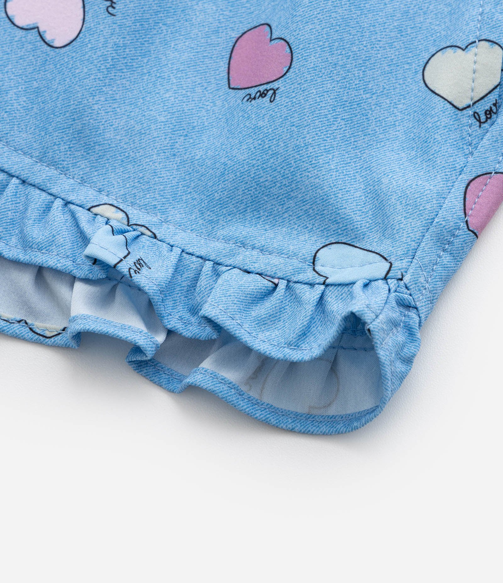 Short Infantil com Babados e Estampa Corações - Tam 1 a 5 Anos Azul 5