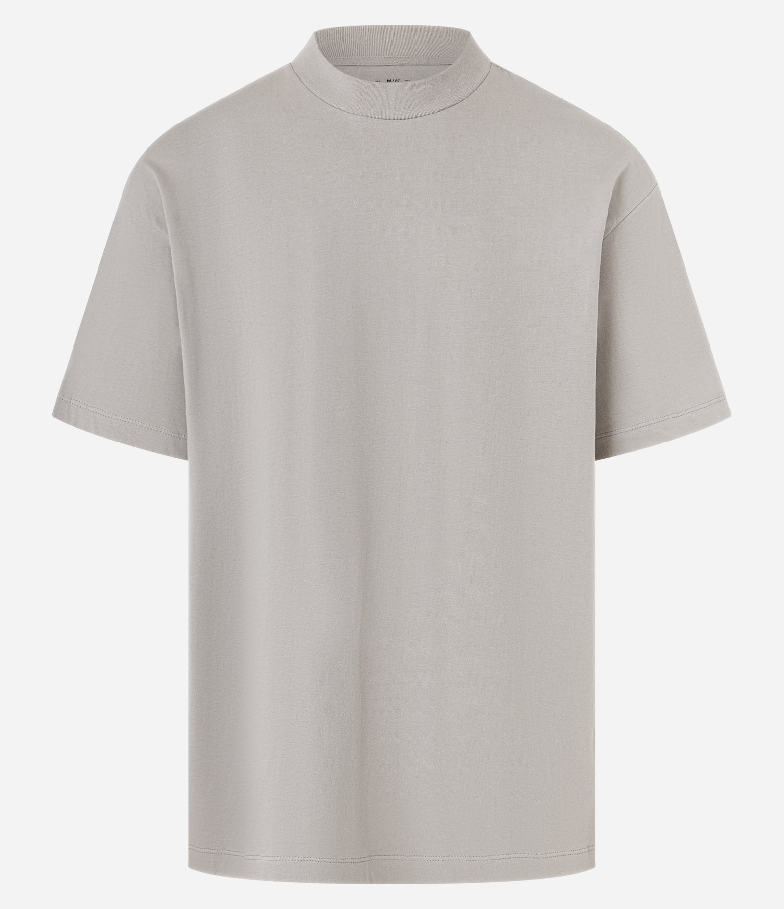 Camiseta Relaxed em Algodão com Gola Canelada Cinza 1