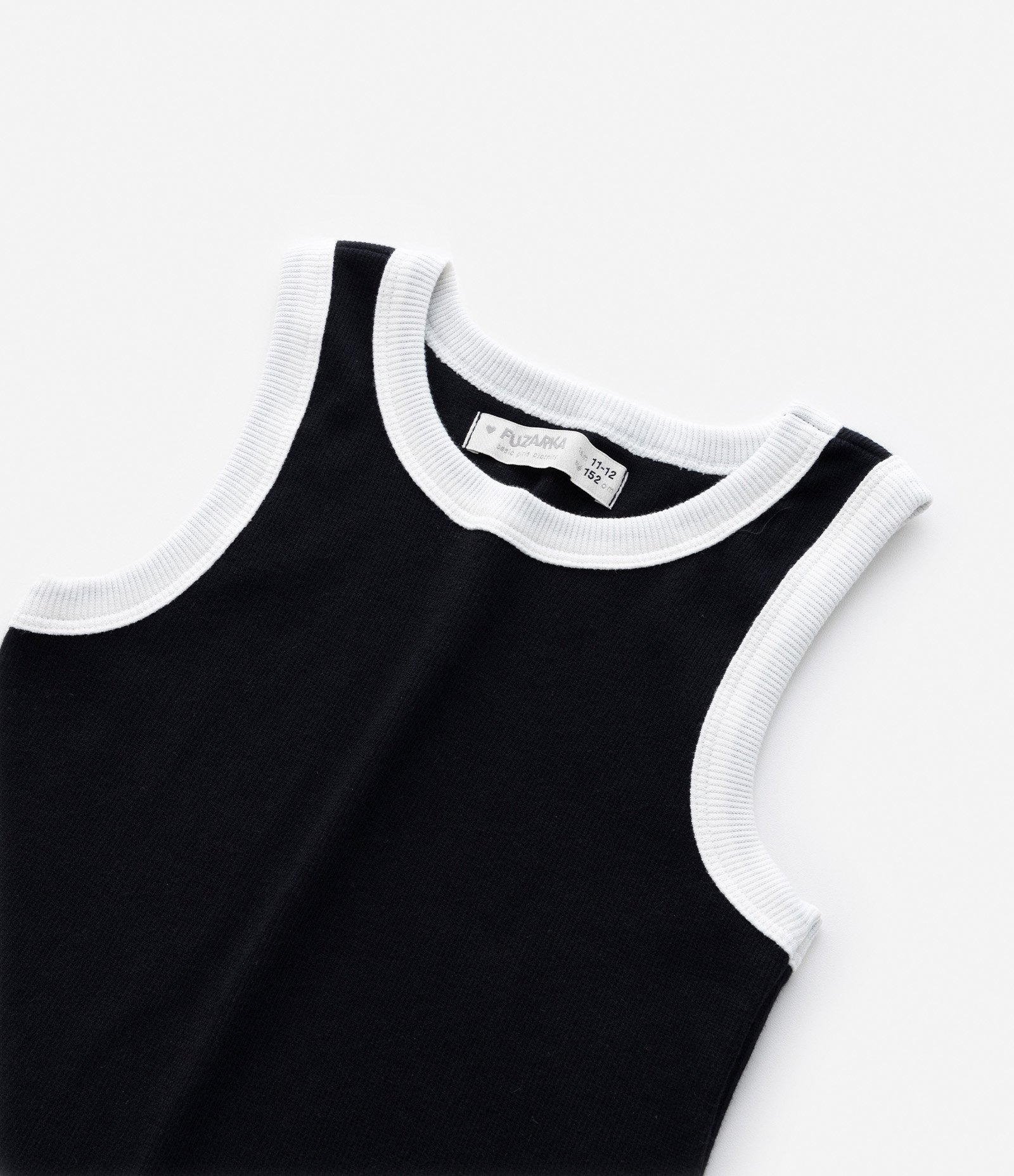 Regata Cropped Infantil com Viés Contrastante - Tam 5 a 14 anos Preto 4