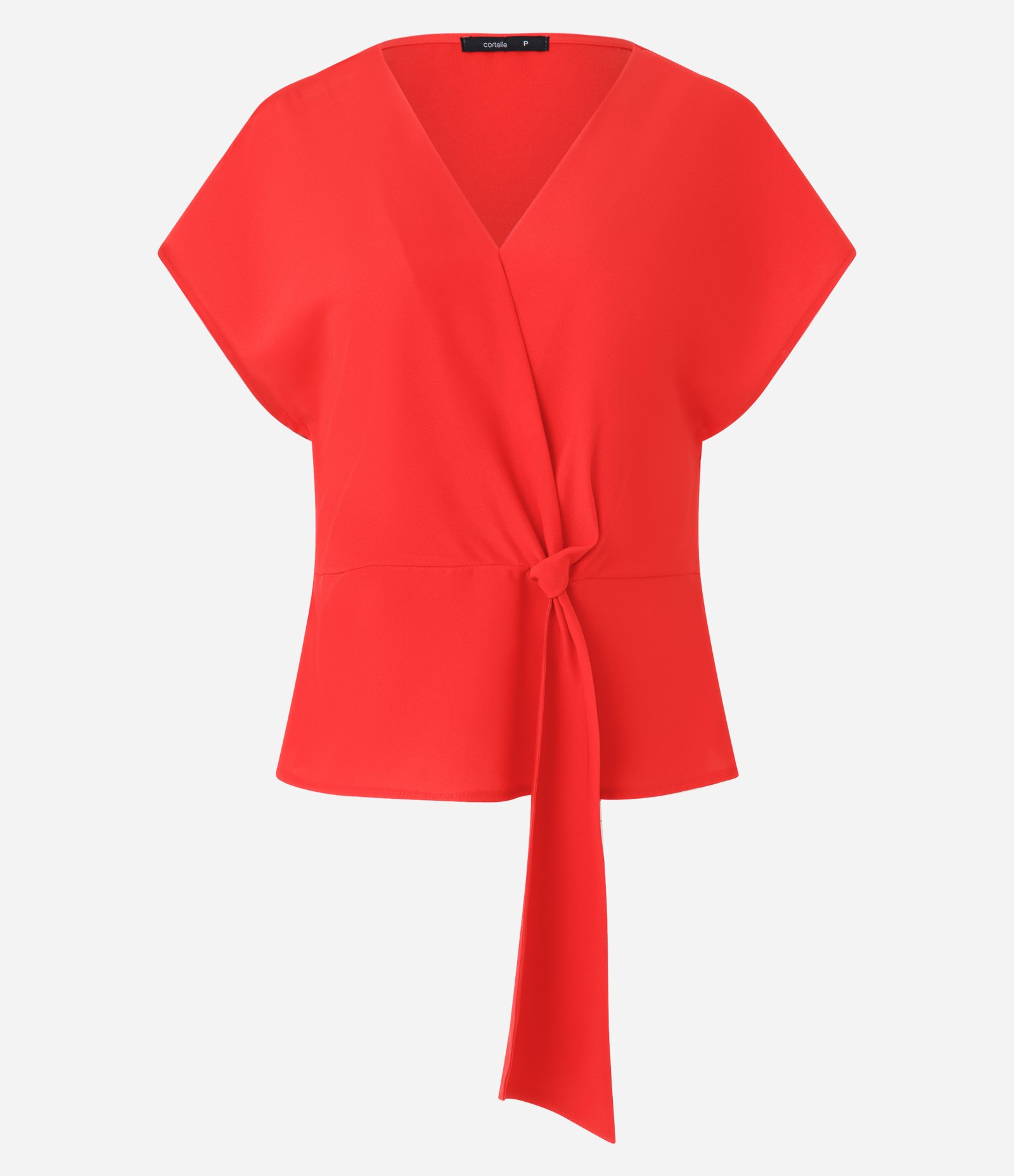 Blusa Acetinada com Decote V e Nó Frontal Vermelho 6