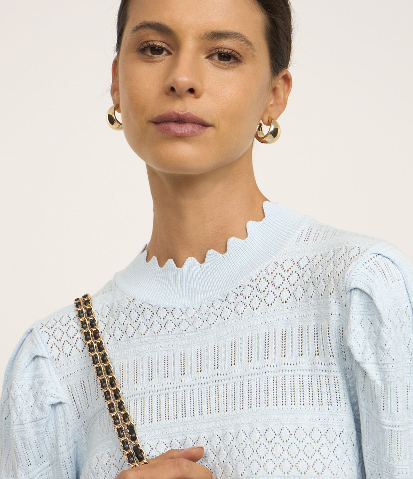 Suéter em Tricot com Pontos Diferenciados Azul 3