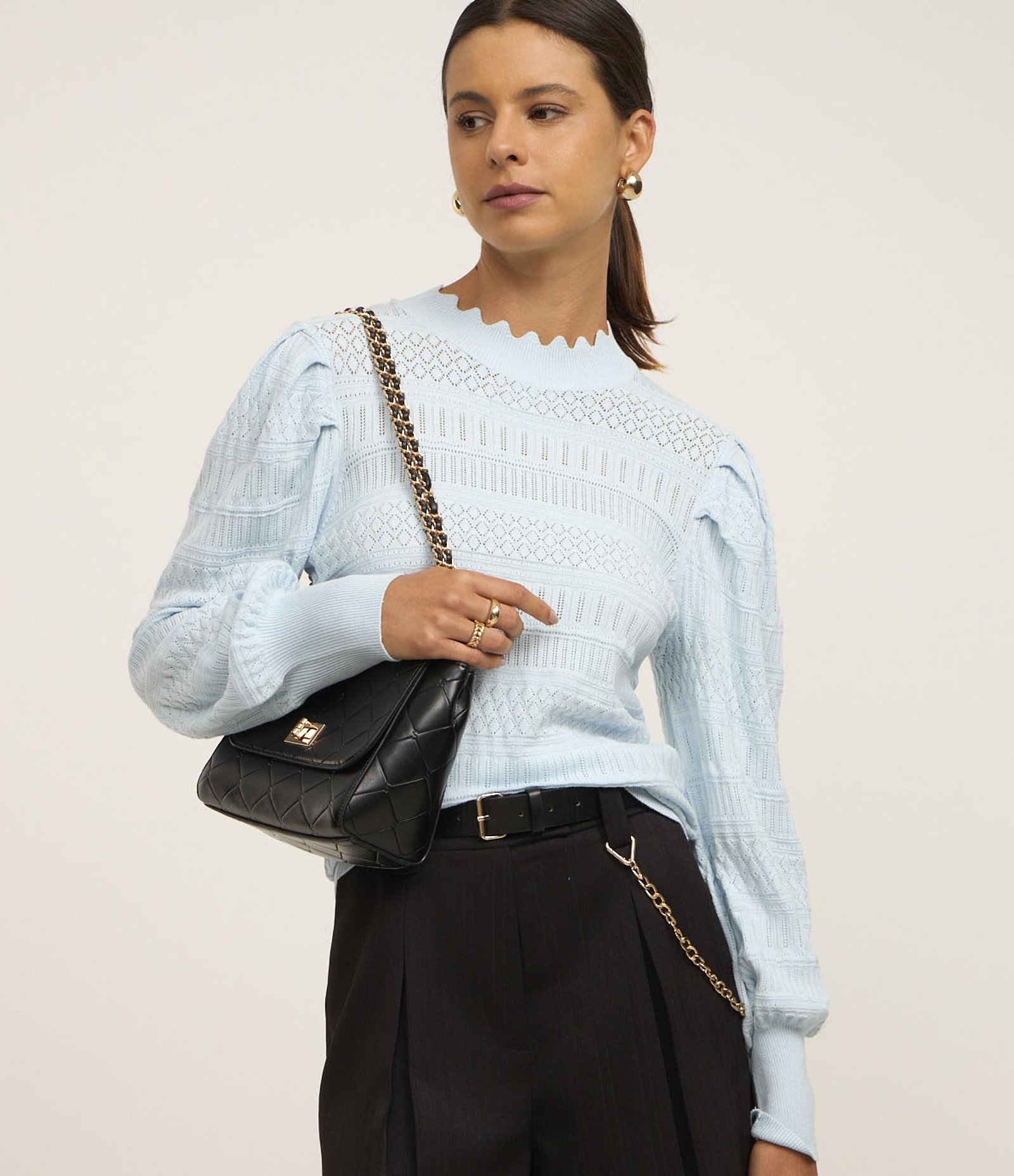 Suéter em Tricot com Pontos Diferenciados Azul 4