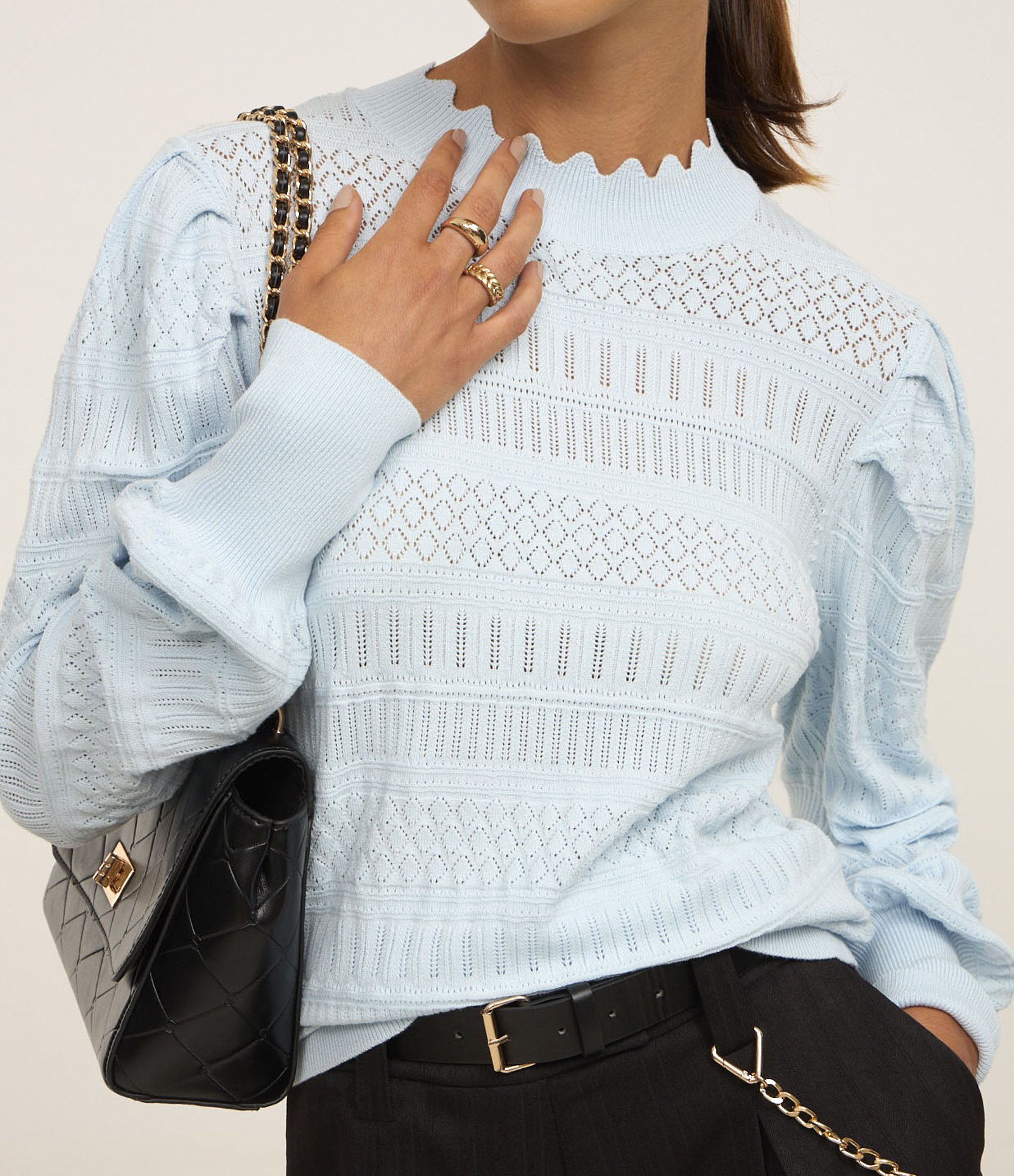 Suéter em Tricot com Pontos Diferenciados Azul 5