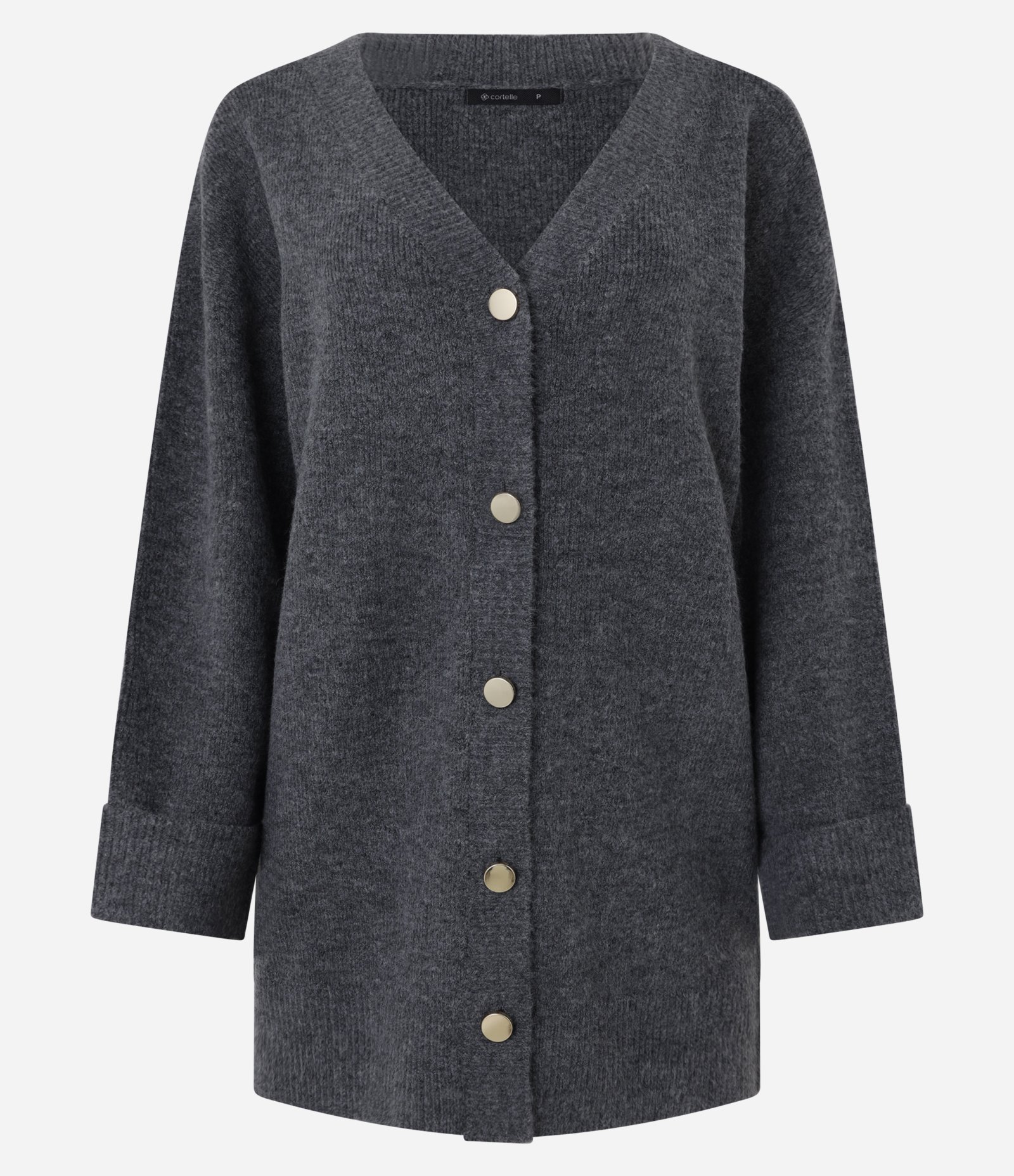 Cardigan Alongado em Tricô com Lã e Fundo Mescla Cinza 6