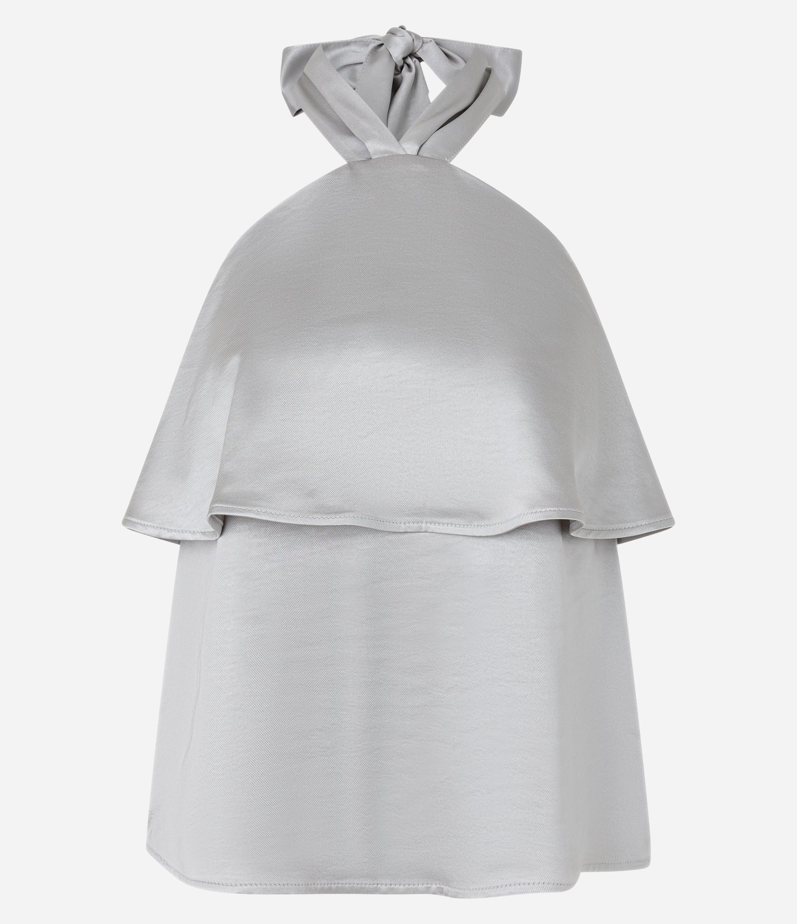 Blusa Frente Única com Gola Halter de Laço Prata 6