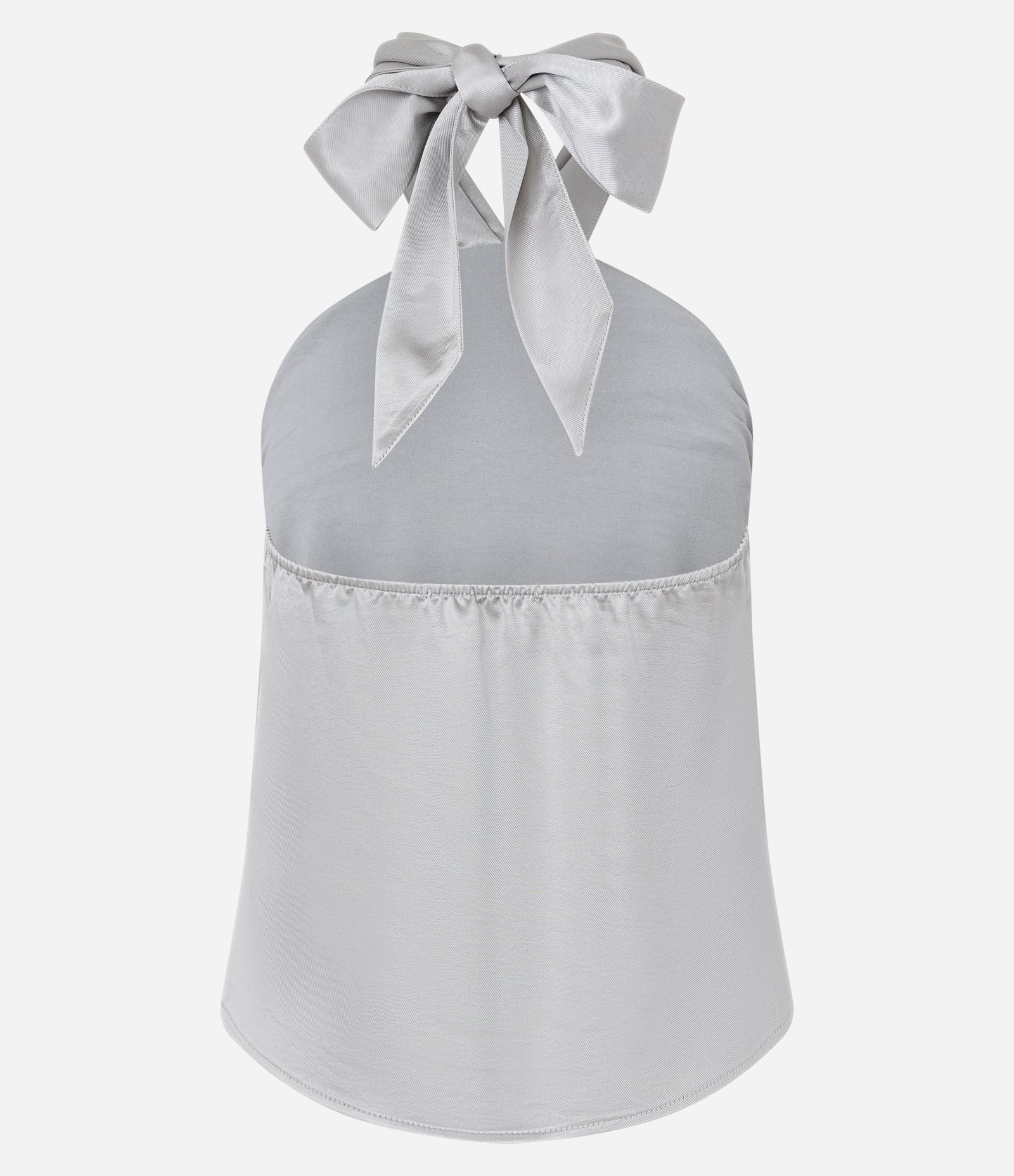 Blusa Frente Única com Gola Halter de Laço Prata 7