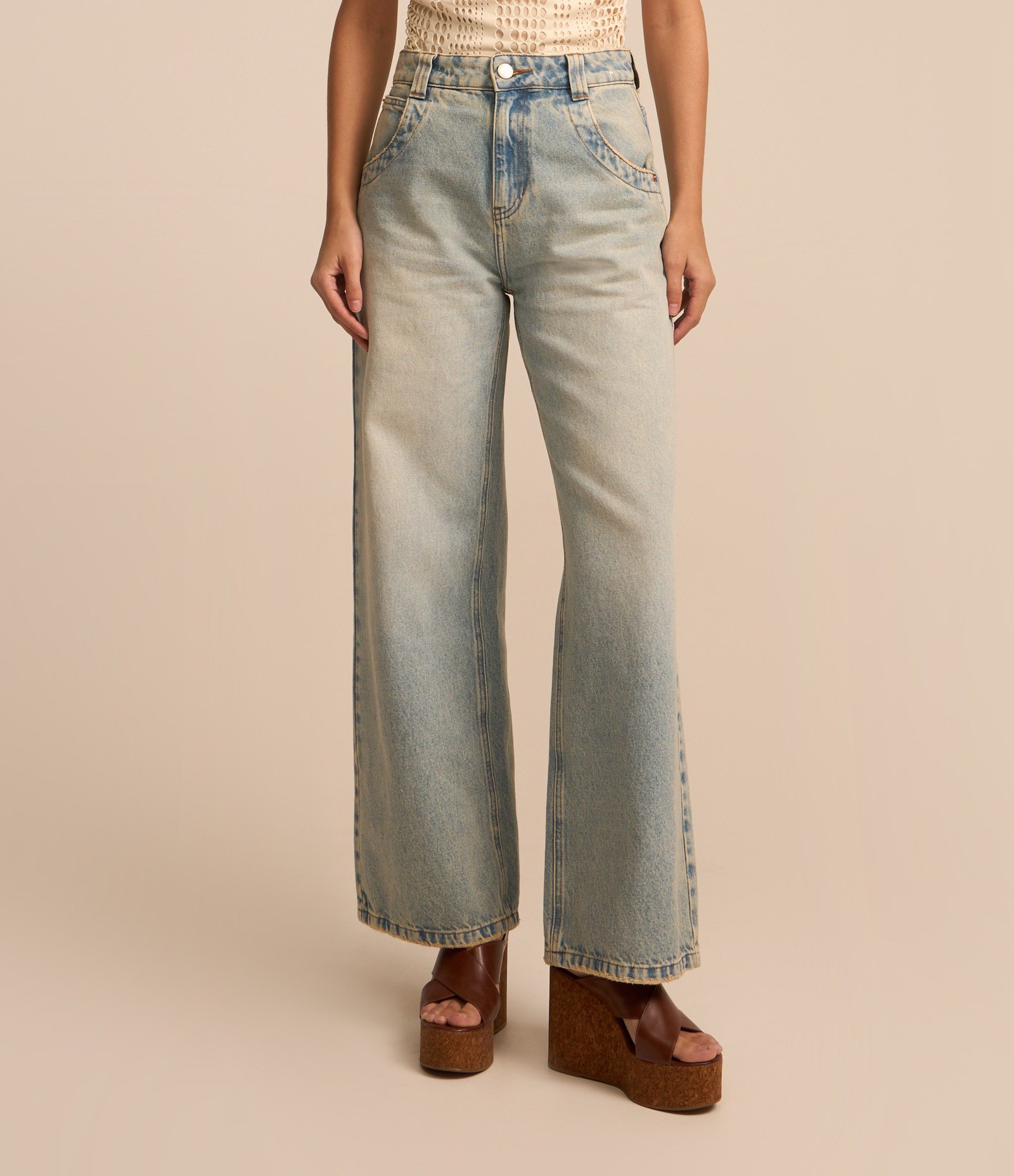 Calça Skater Jeans Dirty com Bolsos Azul 3