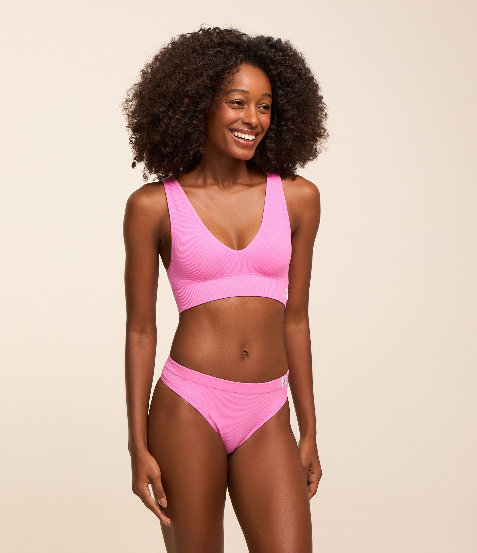 Sutiã Top com Bojo Removível e Sem Costura Rosa 2