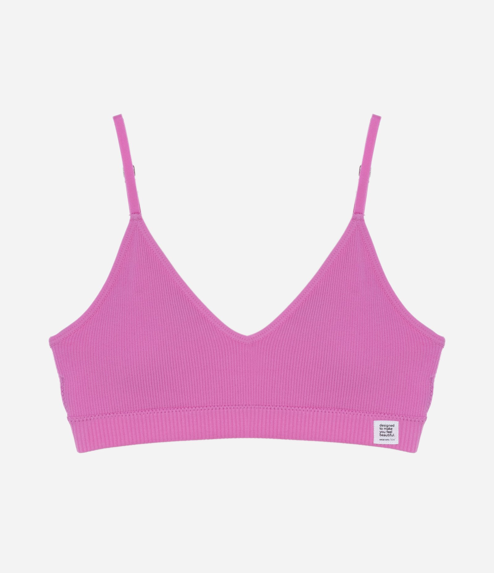 Sutiã Top sem Bojo em Microfibra com Textura Canelada Pink 5