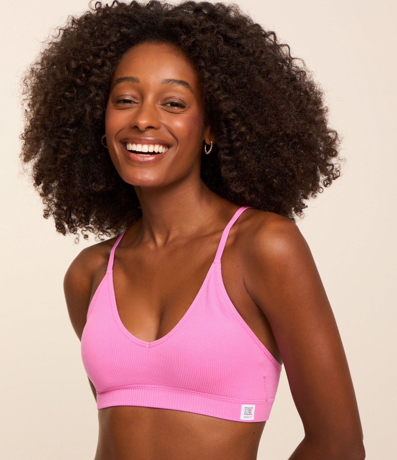 Sutiã Top sem Bojo em Microfibra com Textura Canelada Pink 1