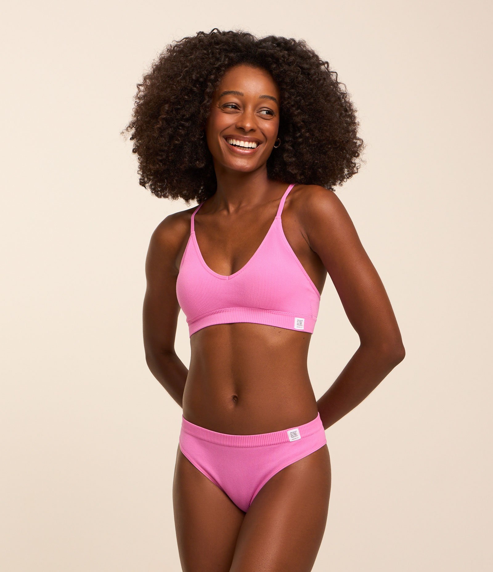 Sutiã Top sem Bojo em Microfibra com Textura Canelada Pink 2