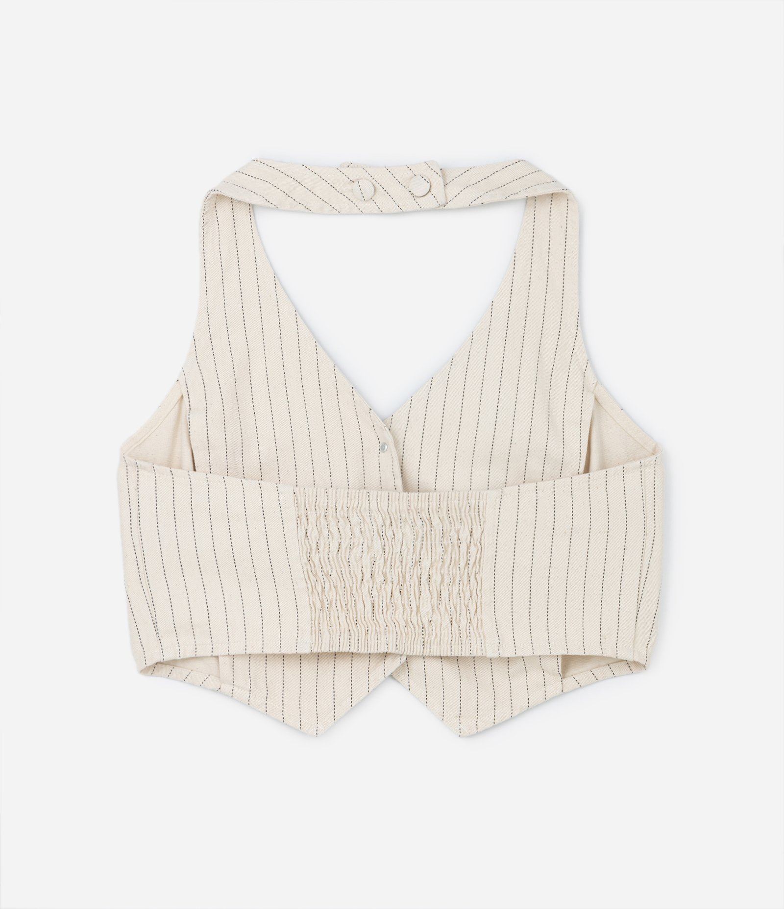 Colete Frente Única em Sarja Risca de Giz Curve & Plus Size Off White 6