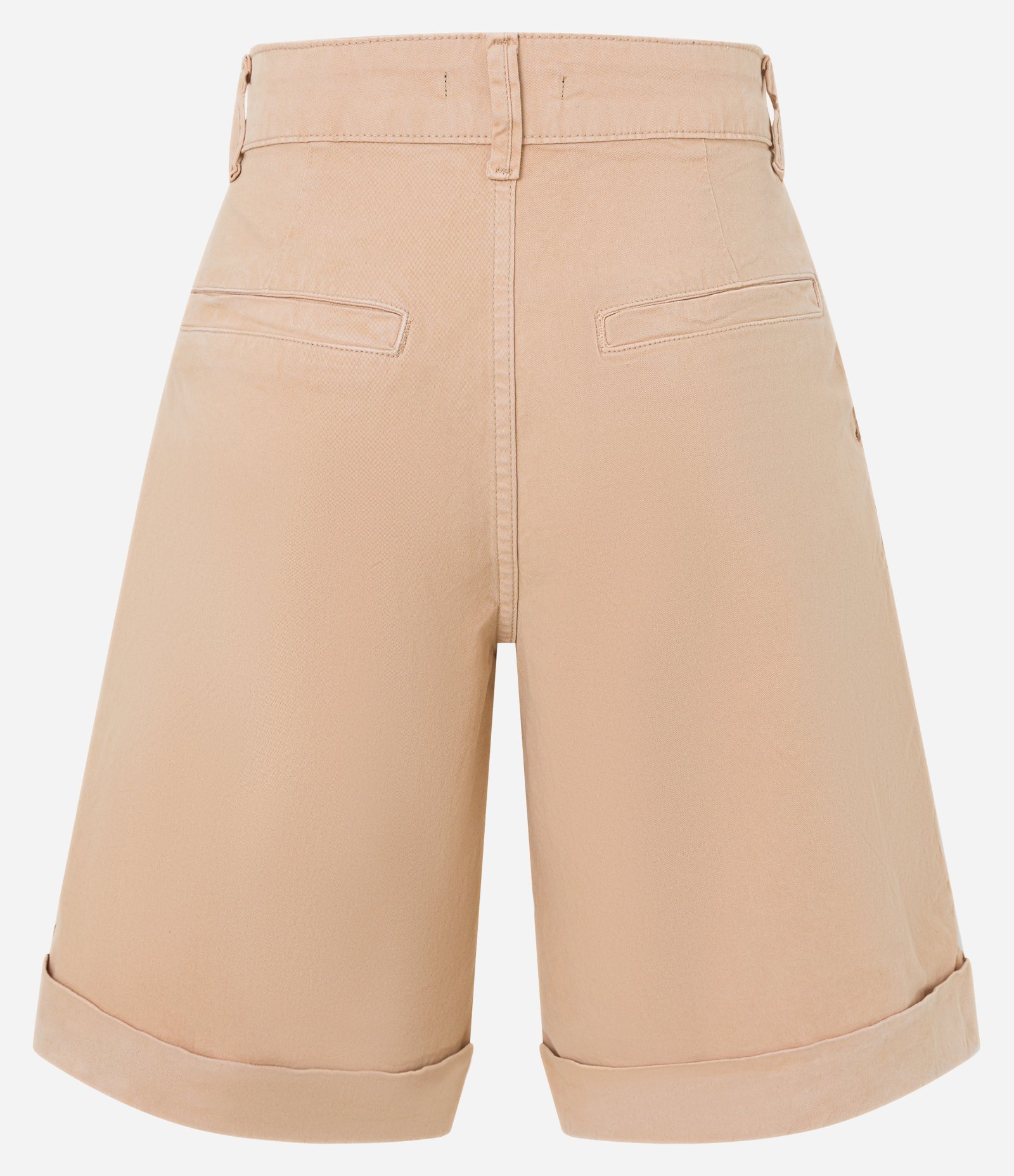 Bermuda Cintura Alta em Sarjas com Bolsos Bege 6