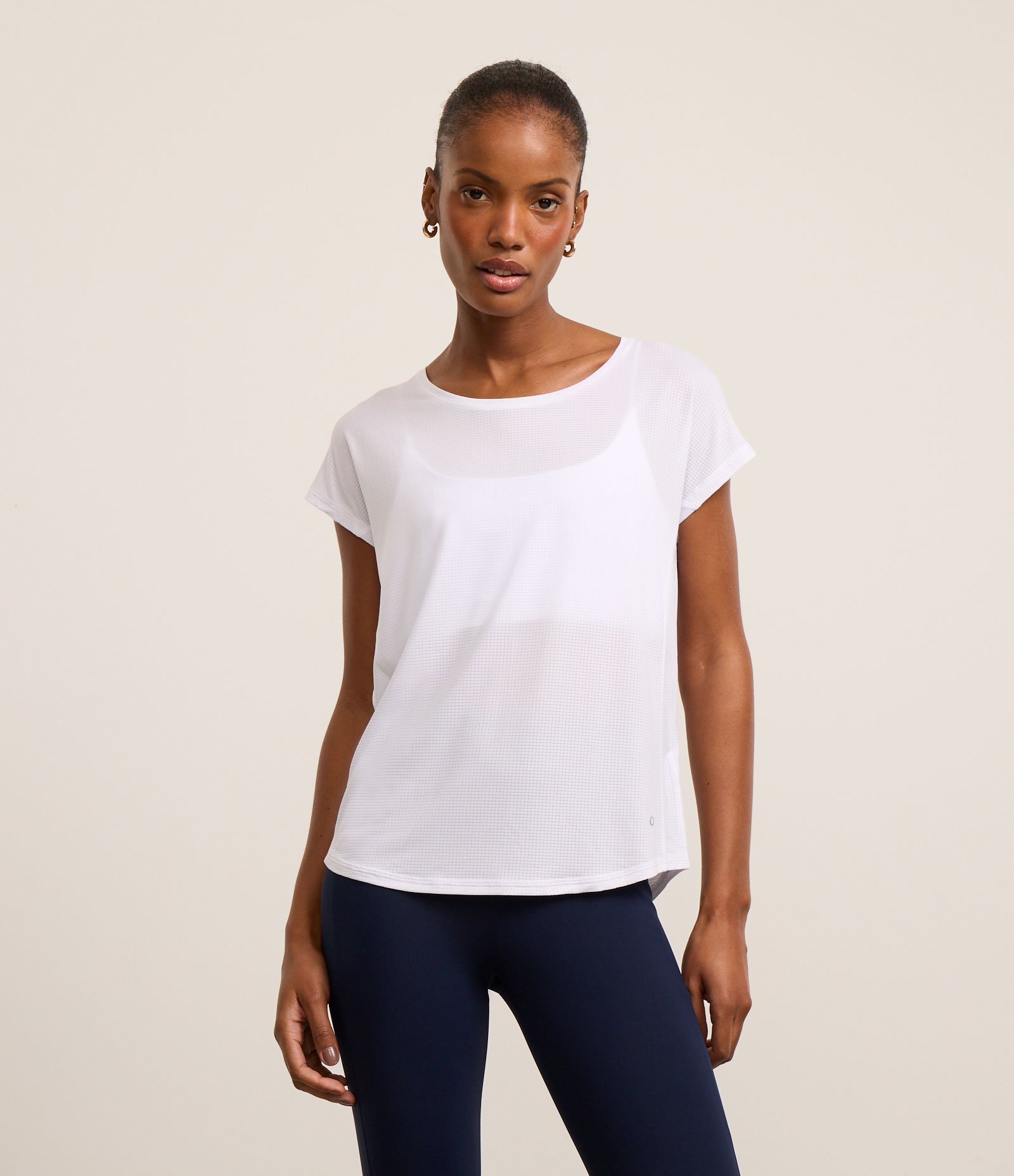 Camiseta Esportiva em Microfibra com Decote Redondo Branco 1