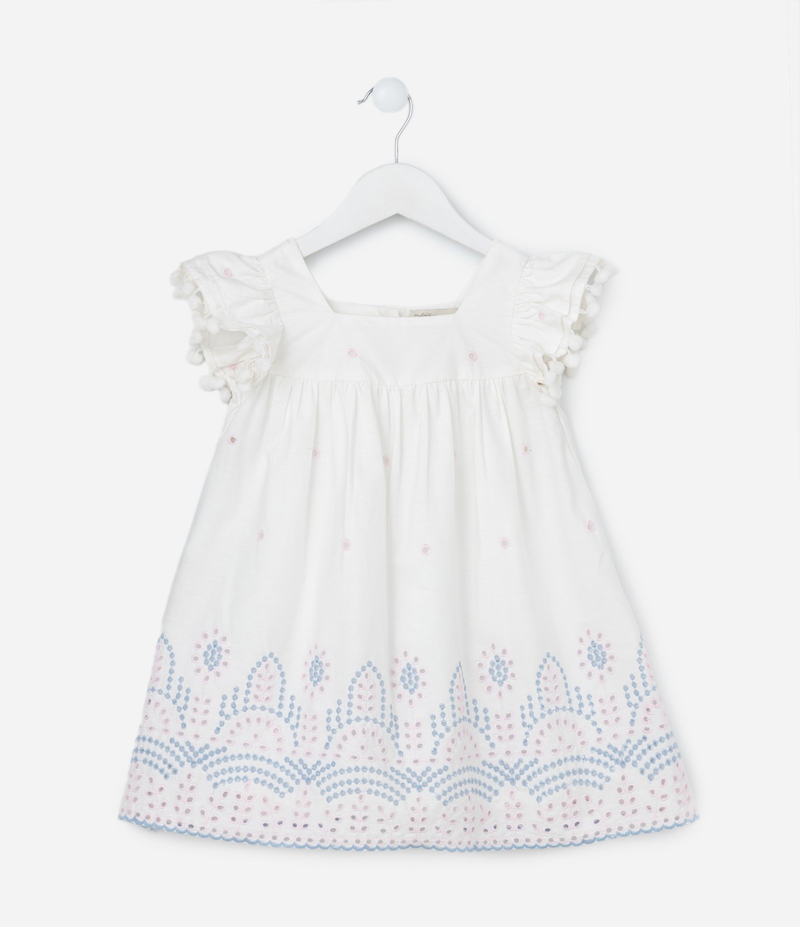 Vestido Infantil em Laise com Bordado na Barra - Tam 1 a 5 Anos Branco 1