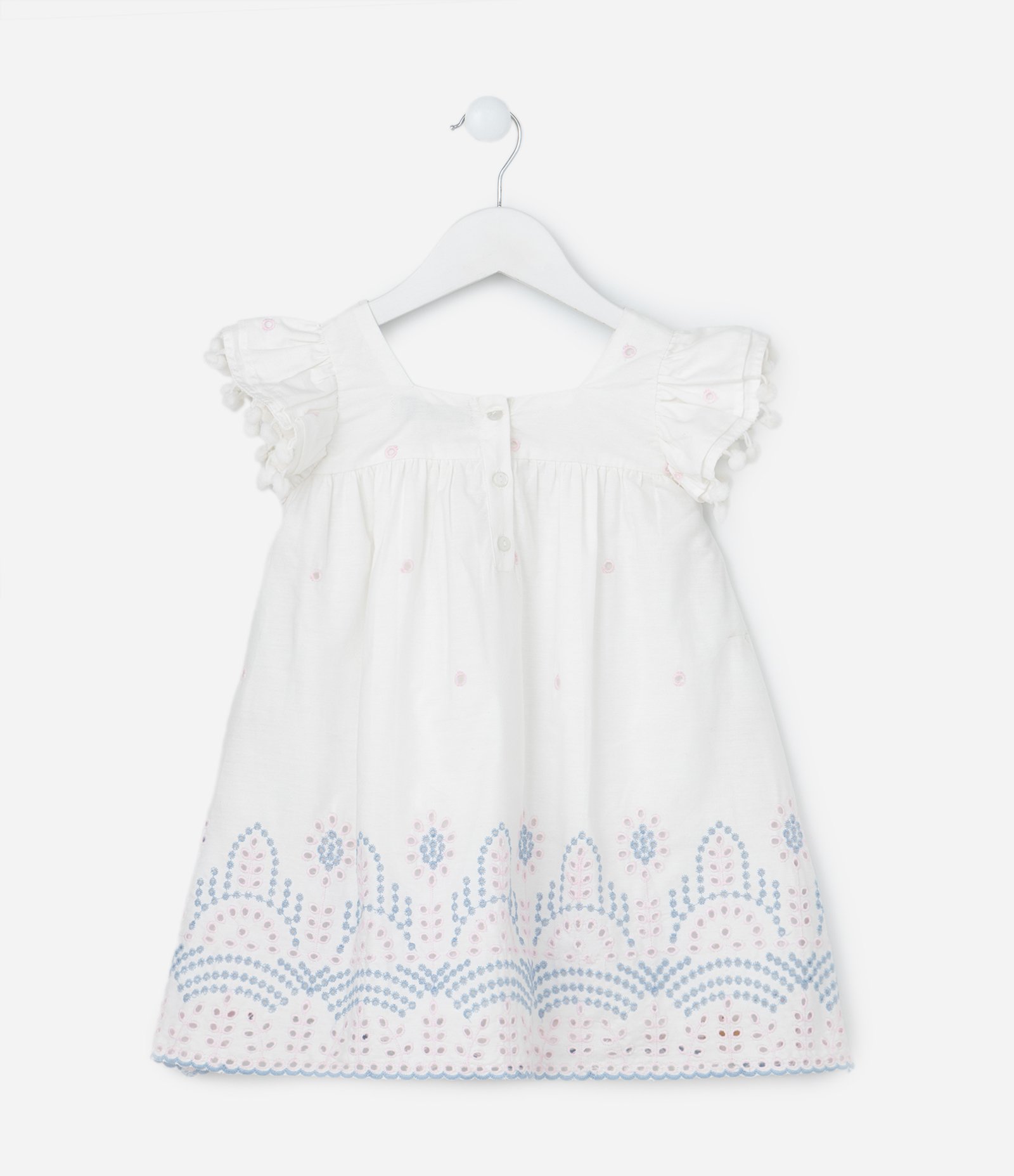 Vestido Infantil em Laise com Bordado na Barra - Tam 1 a 5 Anos Branco 2