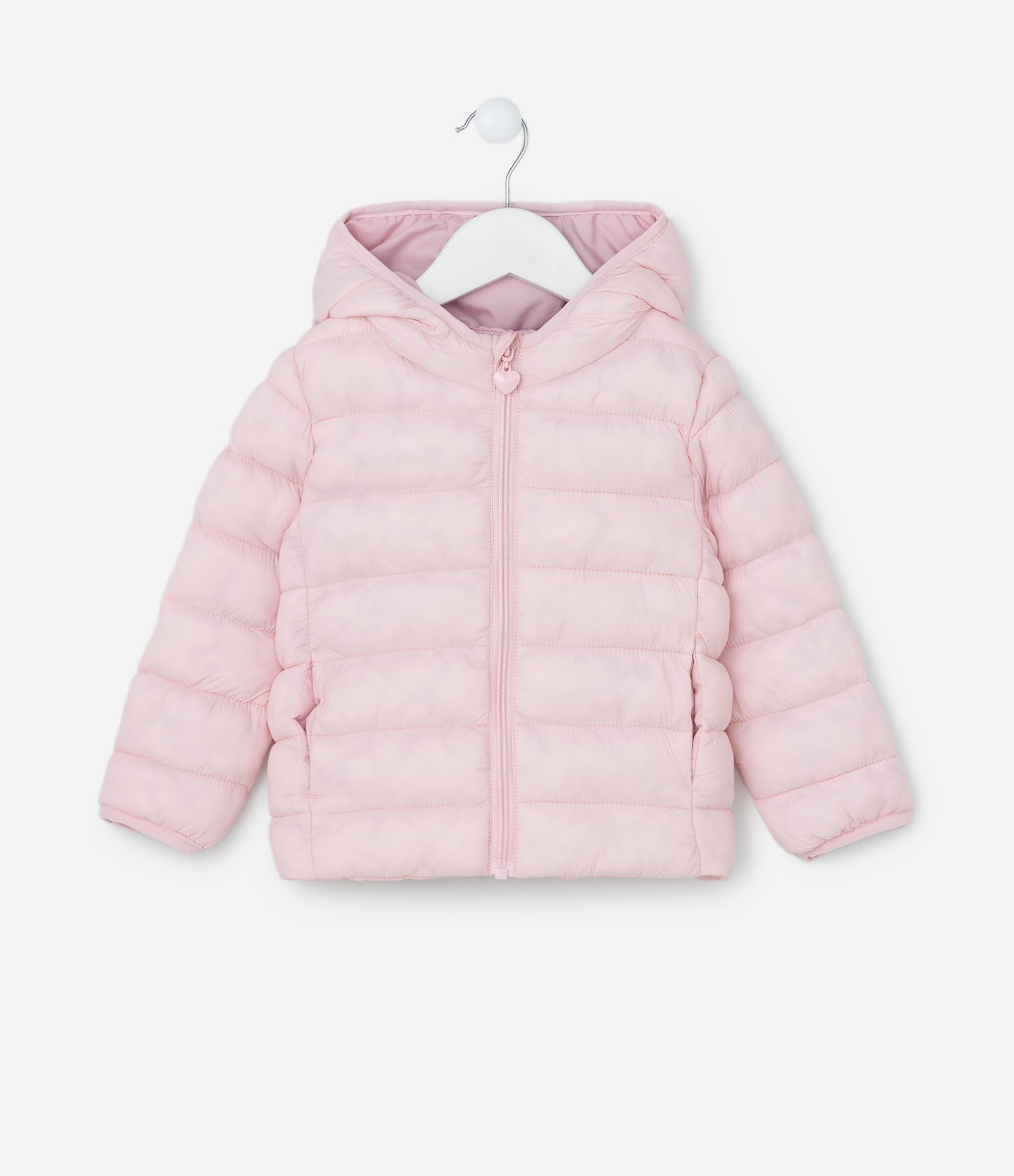 Jaqueta Puffer Infantil com Capuz - Tam 1 a 5 Anos Rosa 1