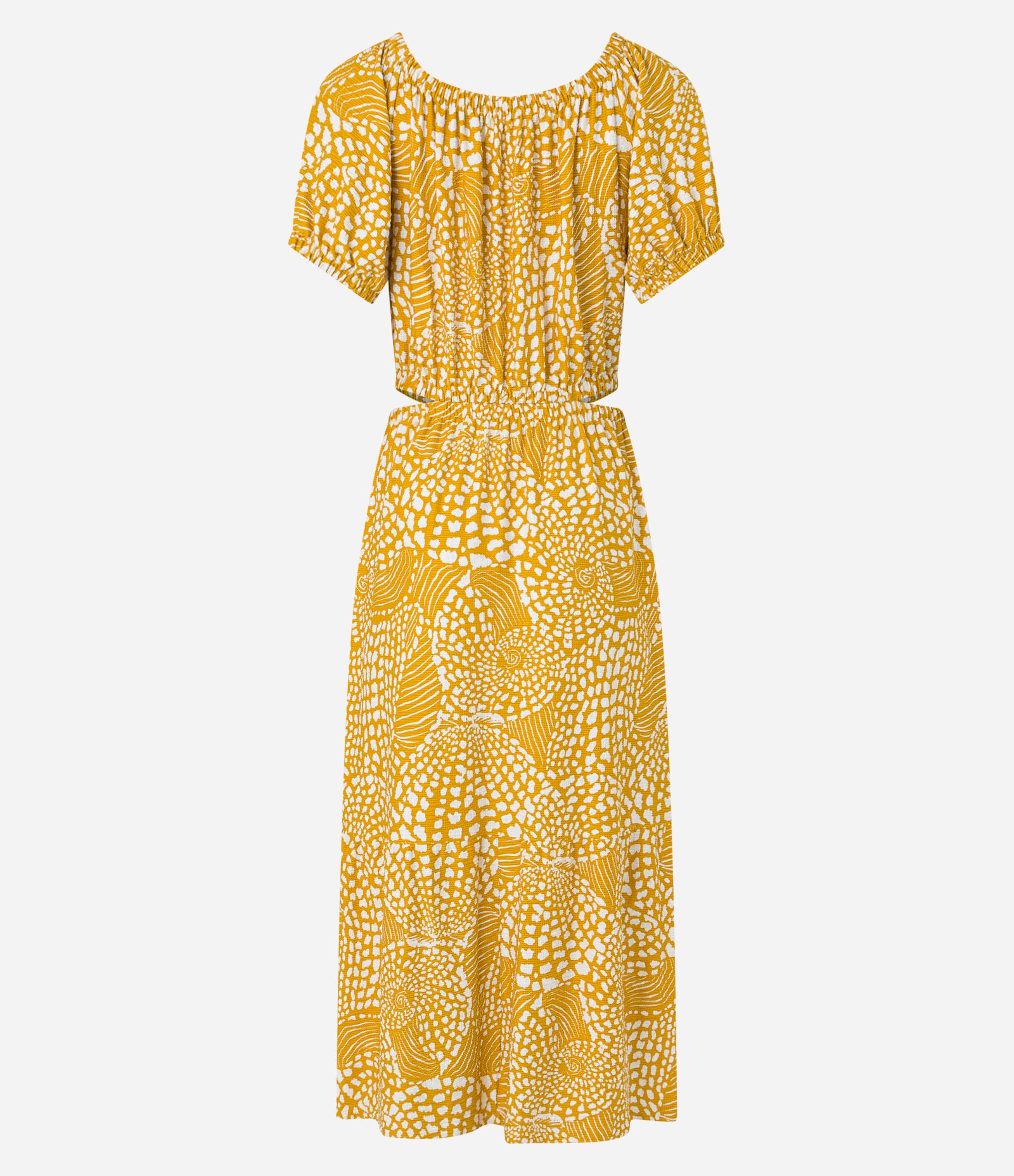 Vestido Midi Ombro a Ombro com Abertura Vazada na Lateral Amarelo 6