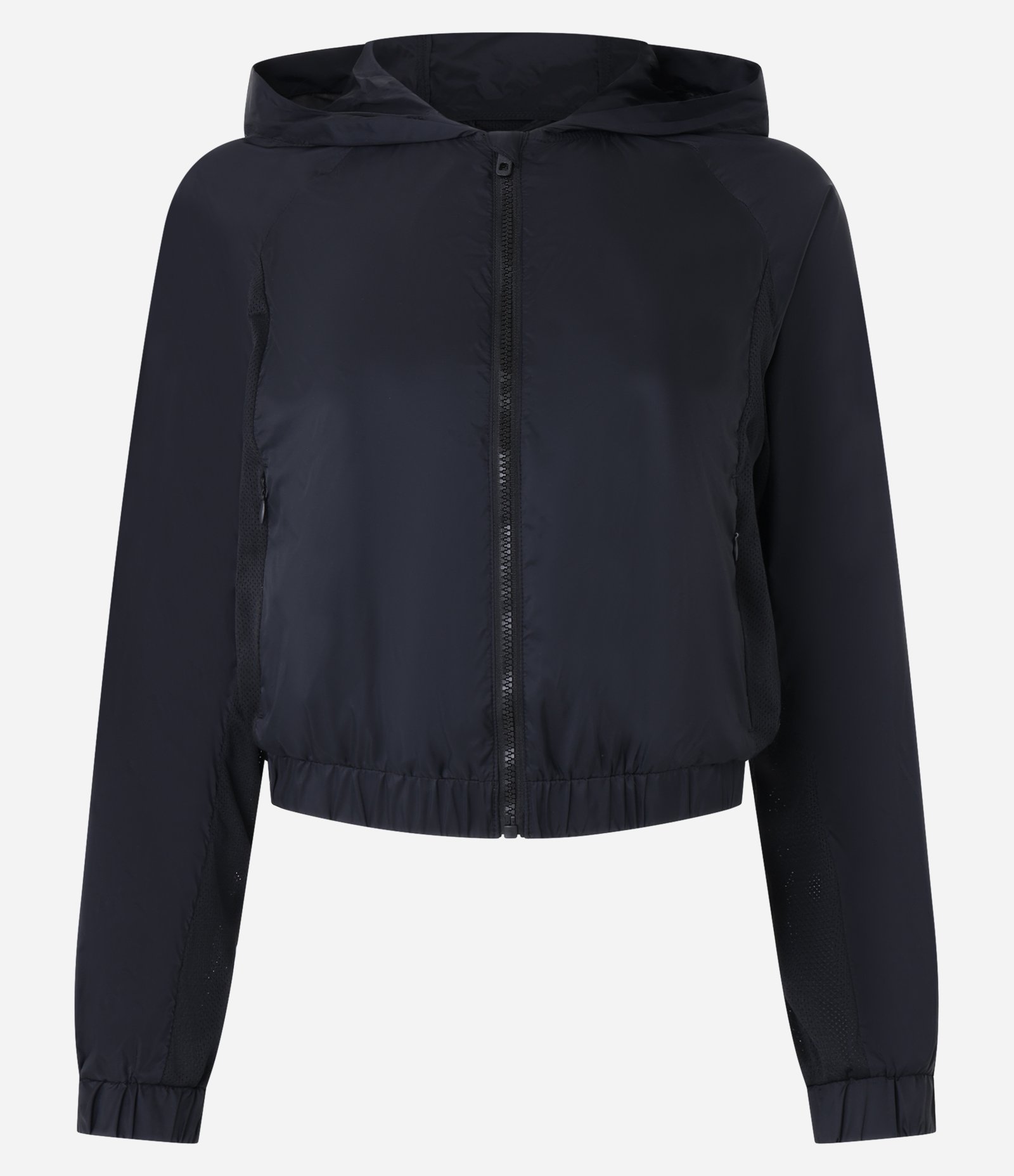 Jaqueta Corta Vento Esportiva Cropped com Saquinho Preto 5