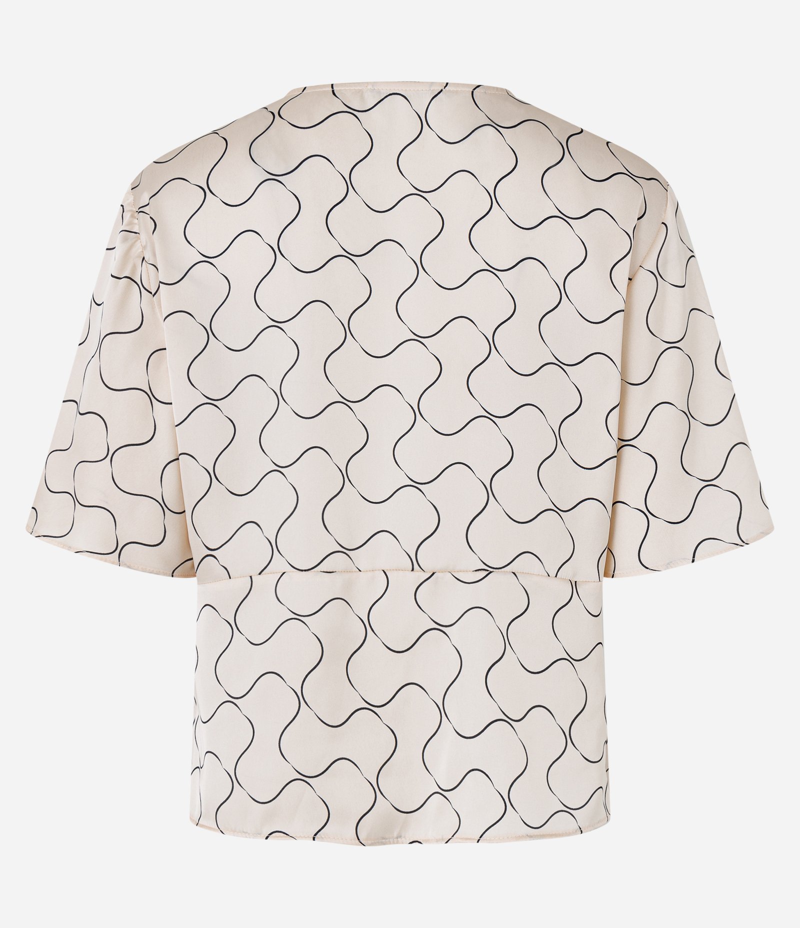 Blusa Acetinada com Decote V Transpassado e Estampa Geométrico Champagne 6